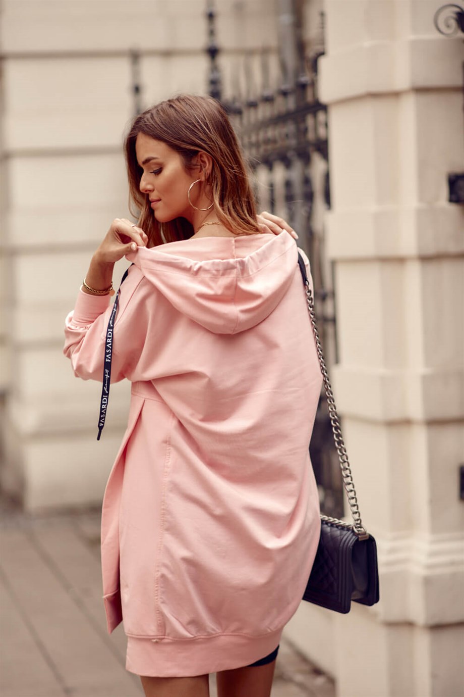 Kapüşonlu Oversize Yırtmaç Detaylı Tunik