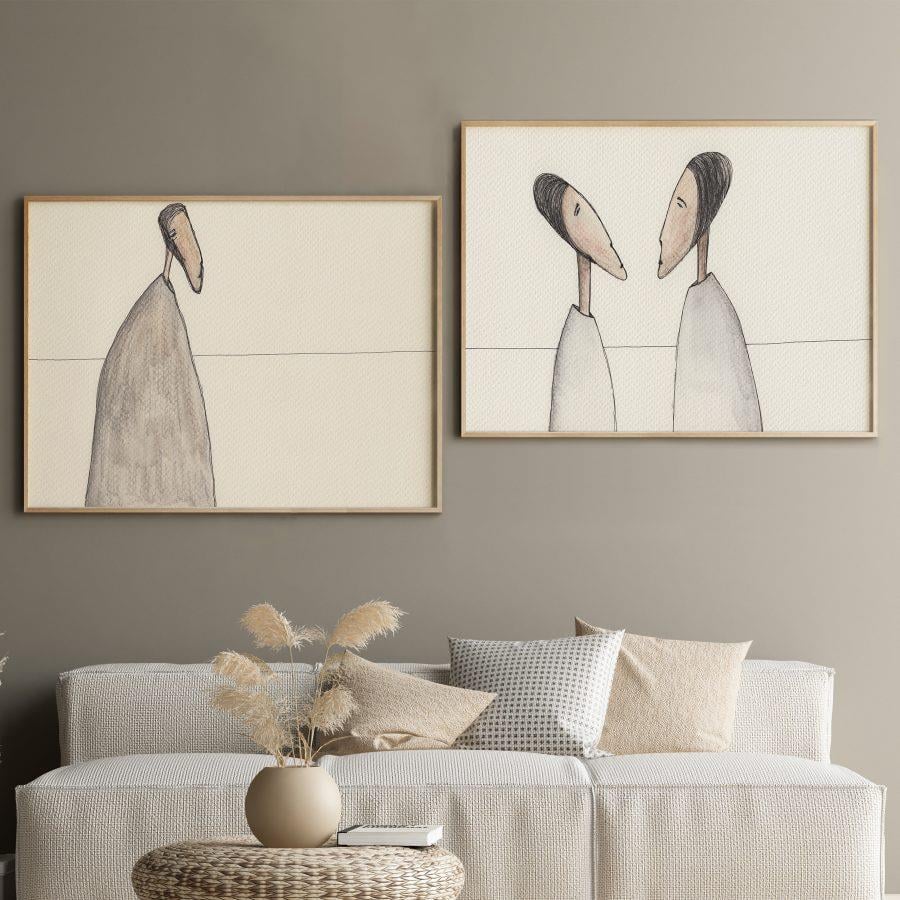 MONOLOGUE & DIALOGUE - İKİ PARÇA, Gerdirilmiş Kanvas, 80x60