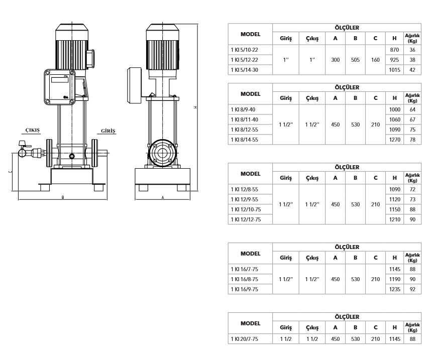 ETNA Paslanmaz Çelik Tek Pompa Hidrofor (1 KI 5/14-30 )