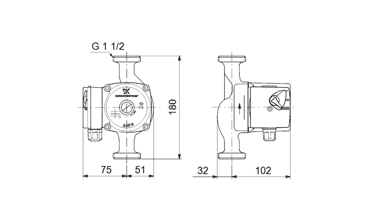 Grundfos UPS 25-60 N 3-hızlı, Islak Rotorlu, Paslanmaz Gövdeli Sirkülasyon Pompası