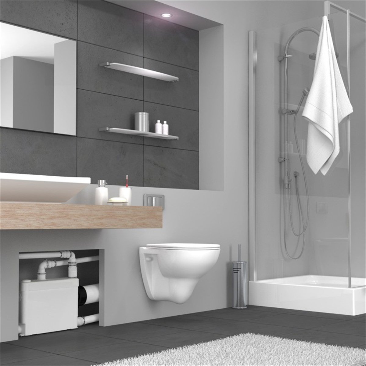 Sanipack - WC+ 3 Ünite Fos. Tah. Cih. - 12 Lt - Duvara Monte Edilebilen Model