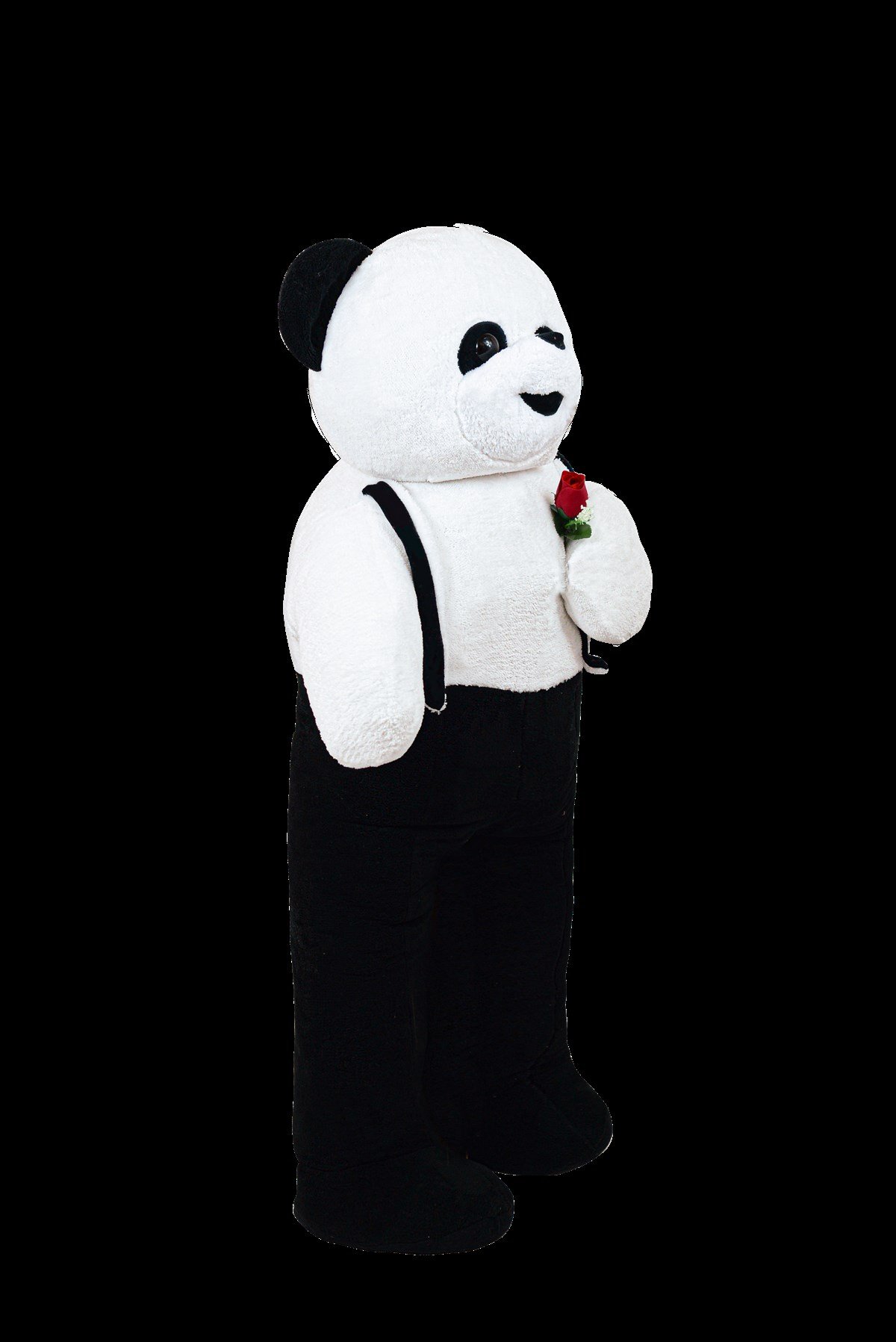 120 cm Elinde Çiçek Tutan Tulumlu Pelüş Panda
