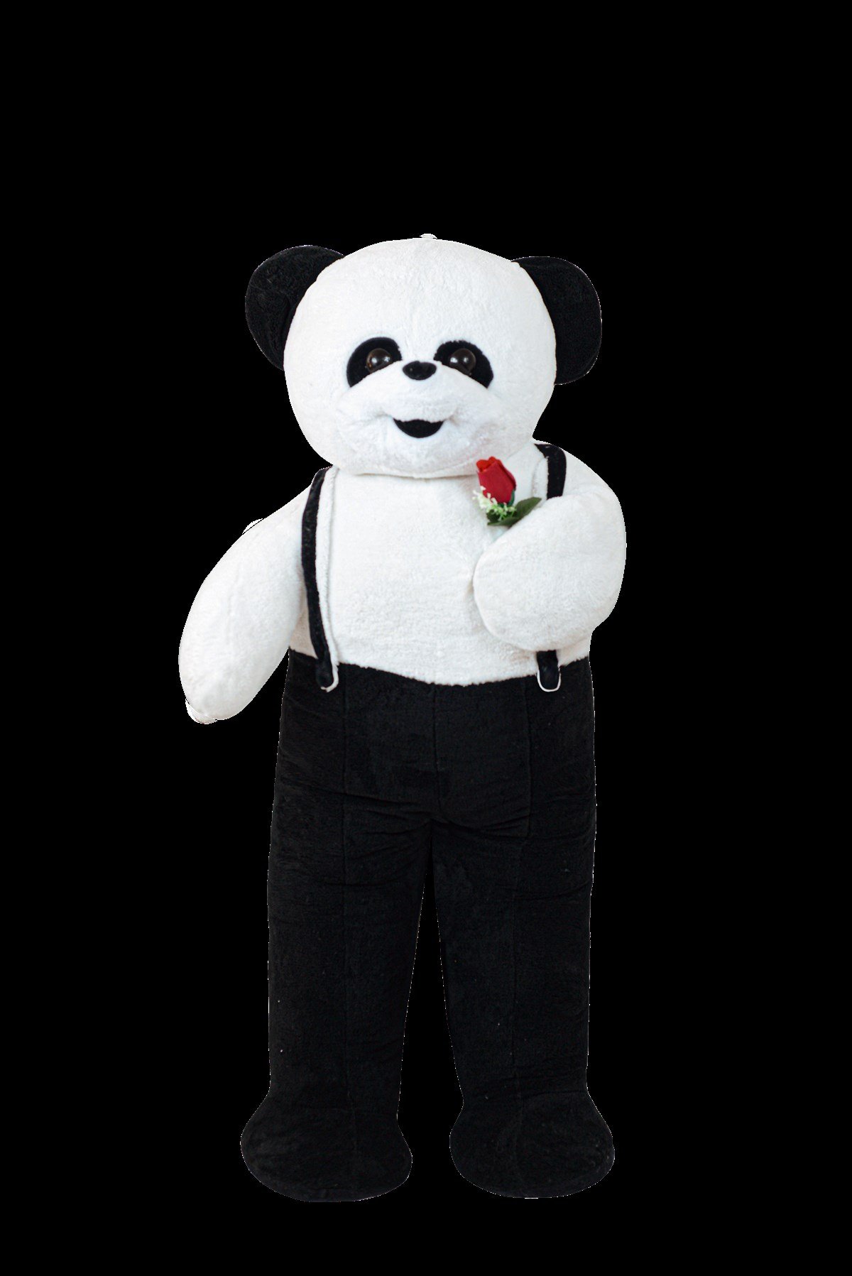 120 cm Elinde Çiçek Tutan Tulumlu Pelüş Panda