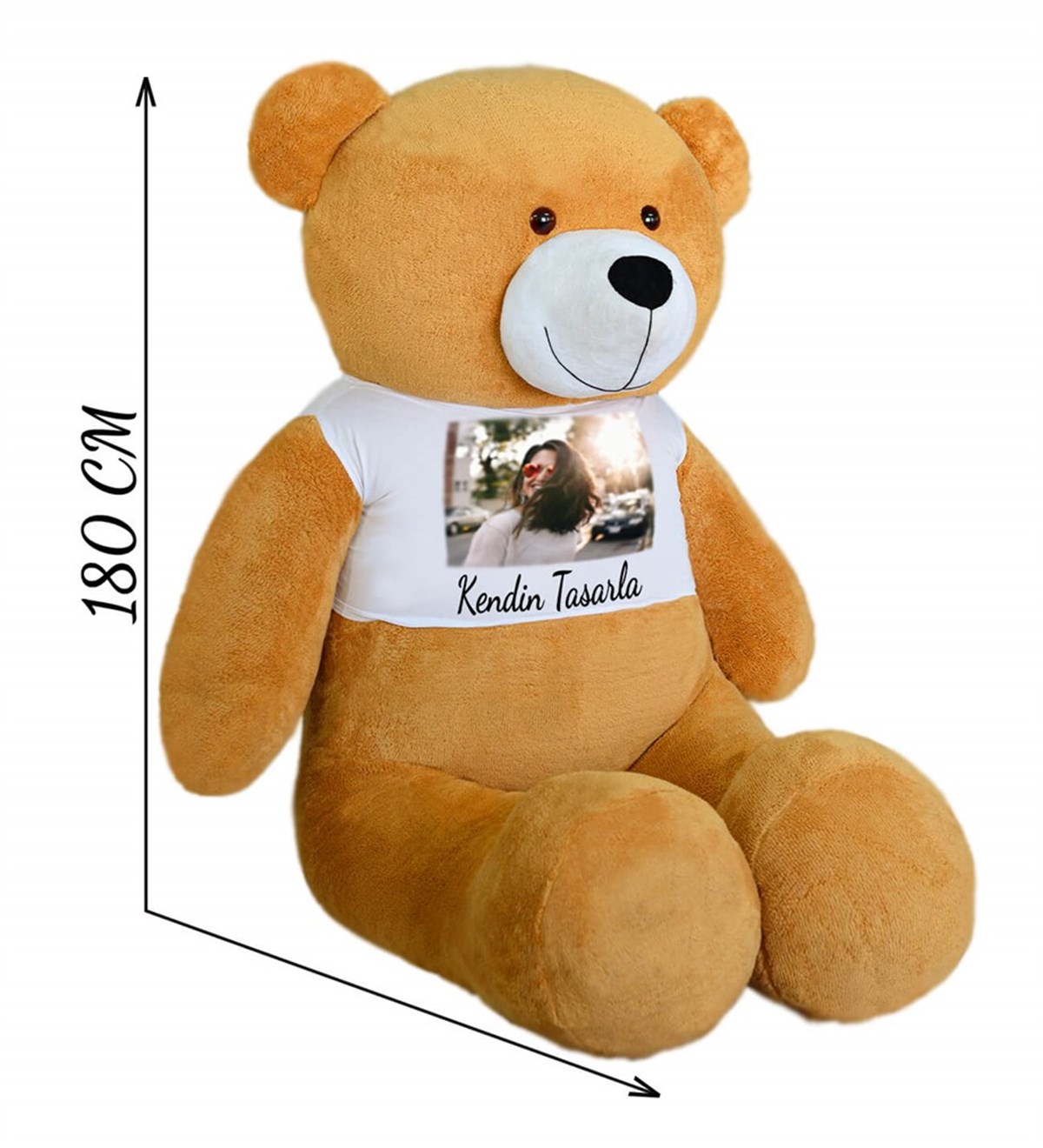 180 cm Kişiye Özel Tişörtlü Tatlım Peluş Ayıcık (%100 Yerli)