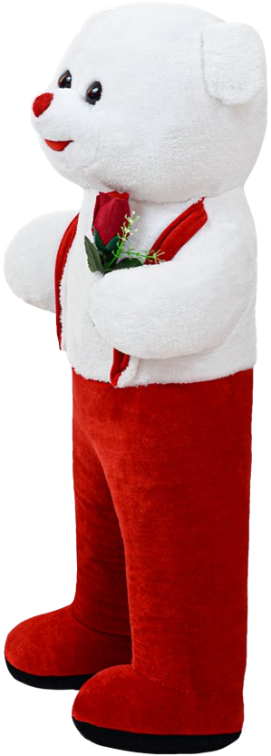 80 cm Çiçekli Tulumlu Ayıcık Kırmızı