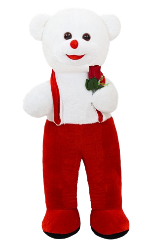 80 cm Çiçekli Tulumlu Ayıcık Kırmızı