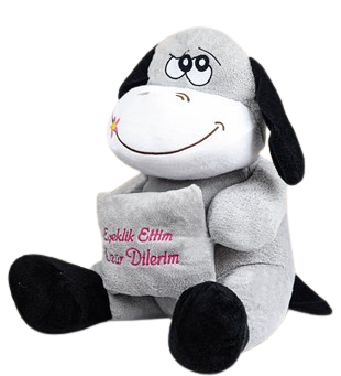 80 cm Eşeklik Ettim Özür Dilerim Pelüş Eşeği (100% Yerli Üretim)