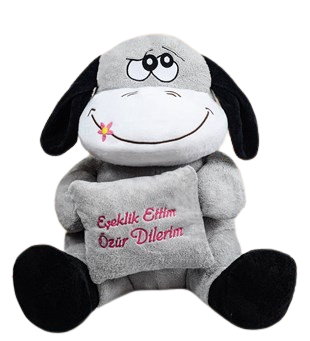 80 cm Eşeklik Ettim Özür Dilerim Pelüş Eşeği (100% Yerli Üretim)