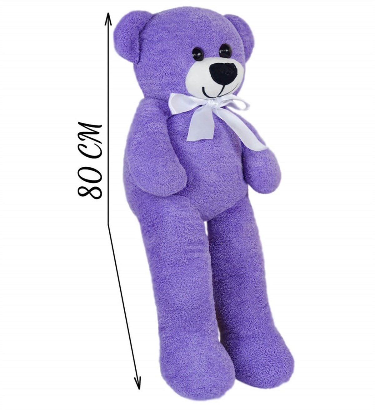 80 cm Rengarenk Papyonlu Işıklı Ayıcık %100 Yerli