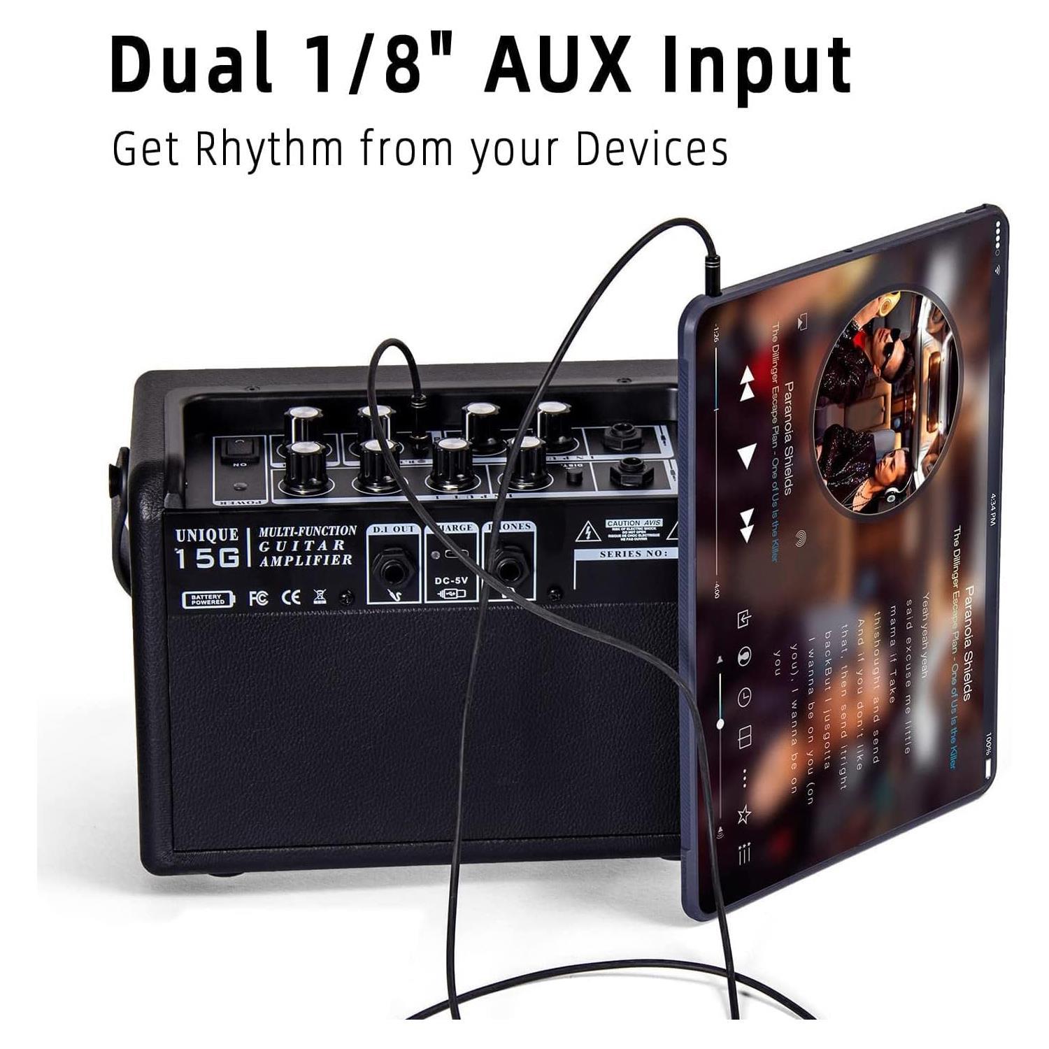Coolmusic Unique-15G 15W Şarjlı Gitar Amfisi