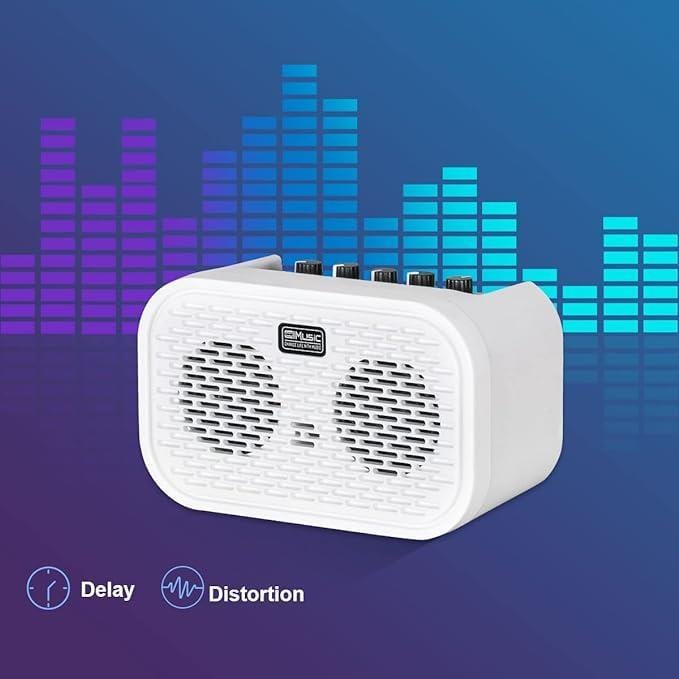 Coolmusic Unique Mini Beyaz Şarjlı Bluetooth Gitar Amfisi