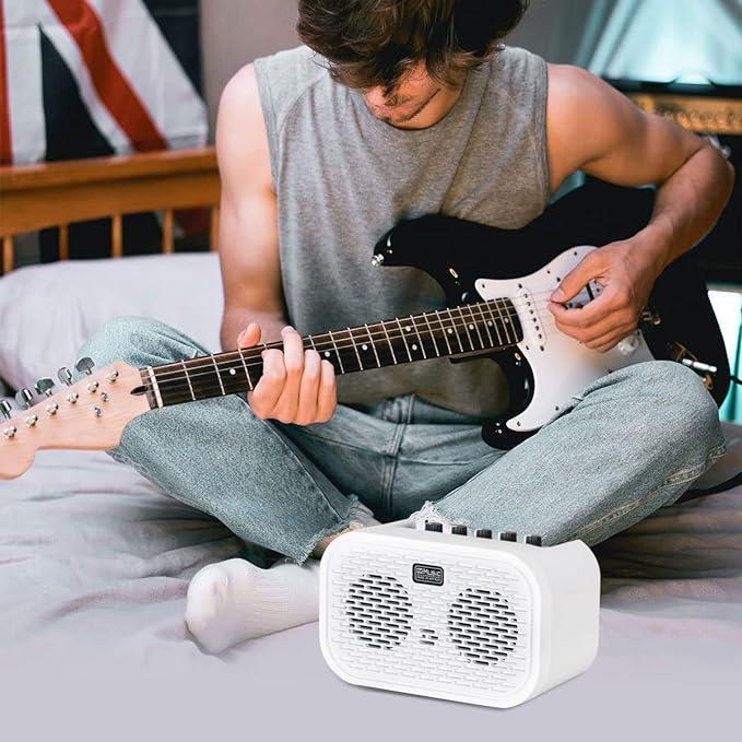Coolmusic Unique Mini Beyaz Şarjlı Bluetooth Gitar Amfisi