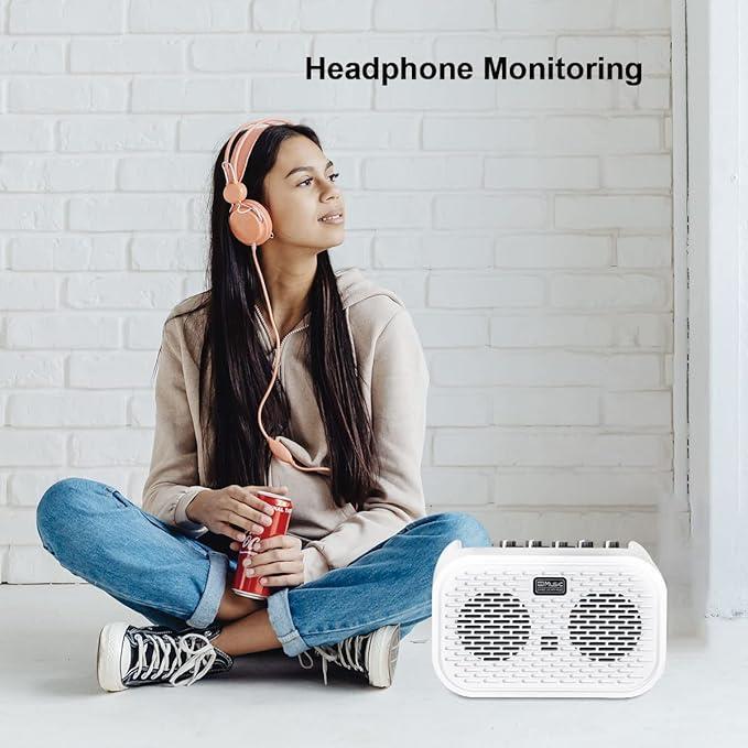 Coolmusic Unique Mini Beyaz Şarjlı Bluetooth Gitar Amfisi