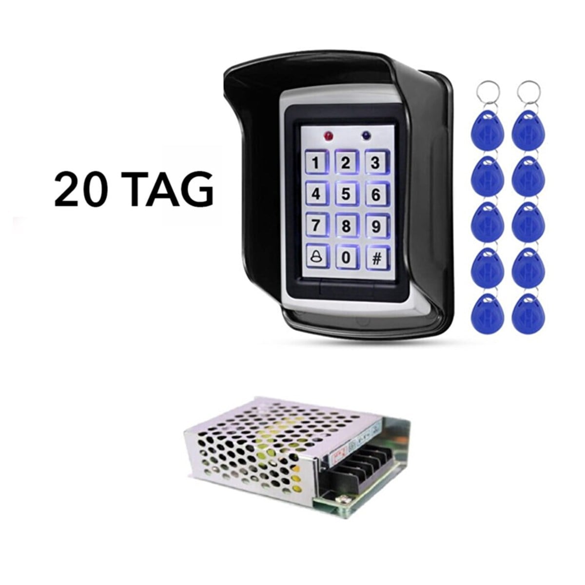 P200 -Rfid Şifreli Geçiş Kapı Kilidi  20 Tag Koruyucu Kapak Adaptör