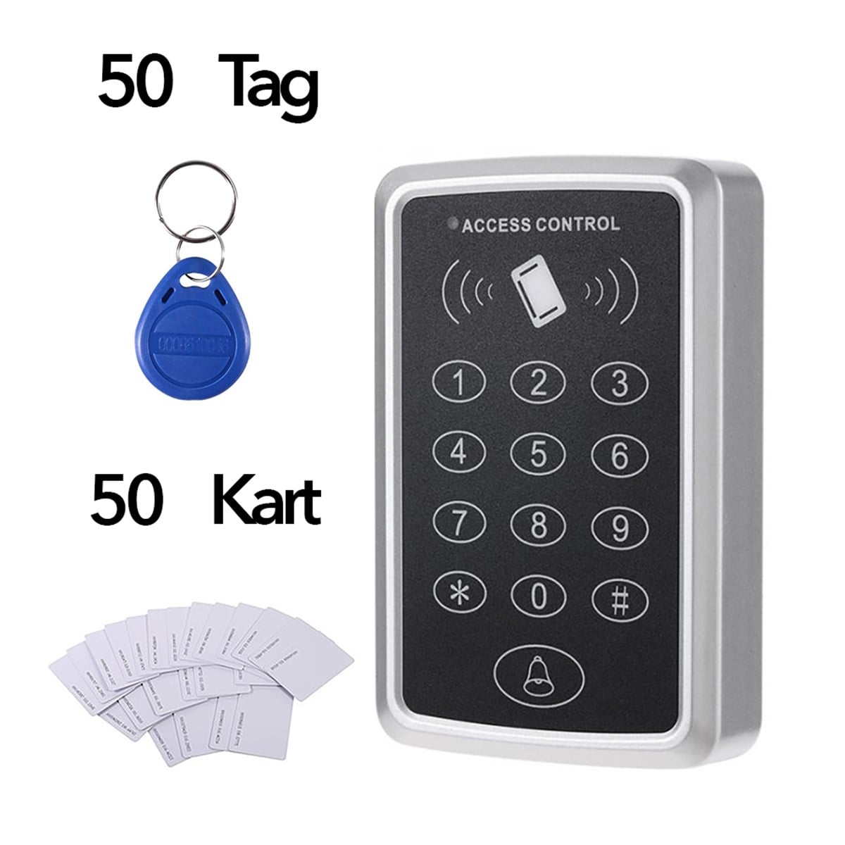 Rfid Şifreli Kapı Kilidi Geçiş Sistemi +50TAG+50KART