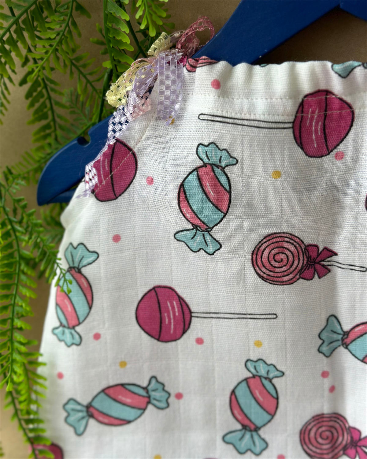 Lolipop Desenli Müslin Bebek Tulum