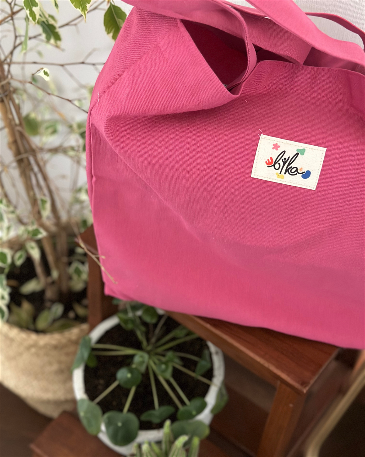 Pembe Körüklü Bez Çanta
