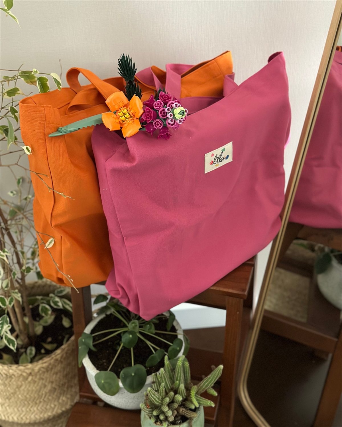 Pembe Körüklü Bez Çanta