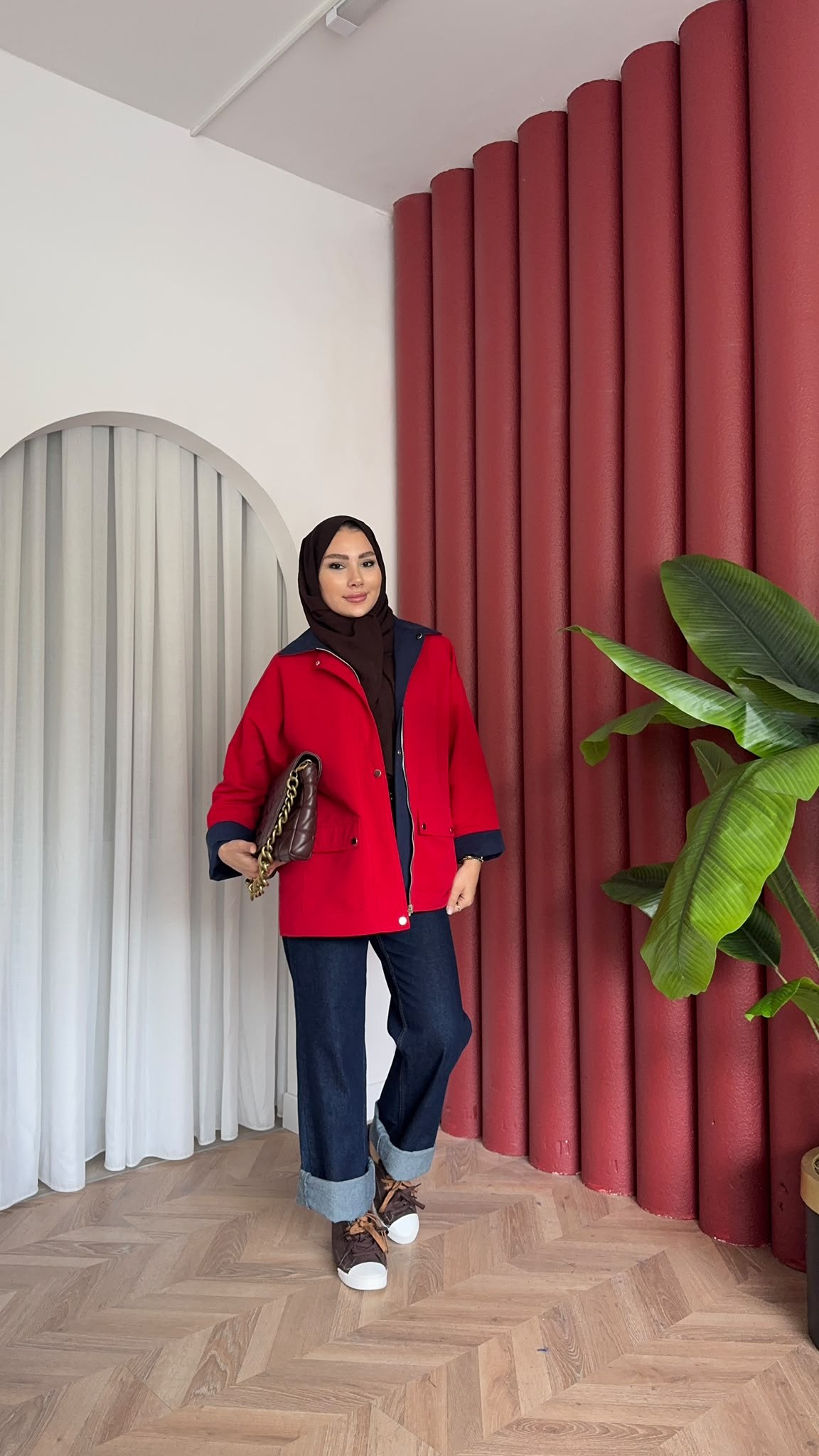 MEYSA CEKET Çift Taraflı Gabardin Ceket Kırmızı Lacivert