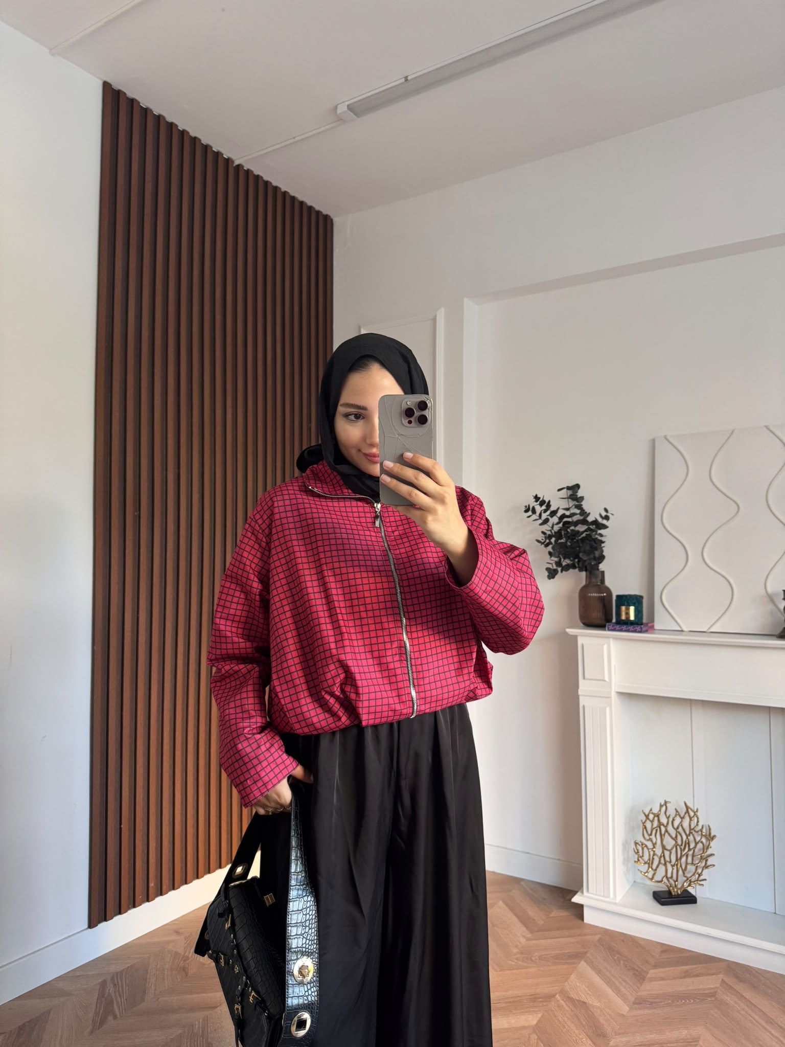 MEYSA CEKET Muadil Kareli Ceket Bordo Siyah
