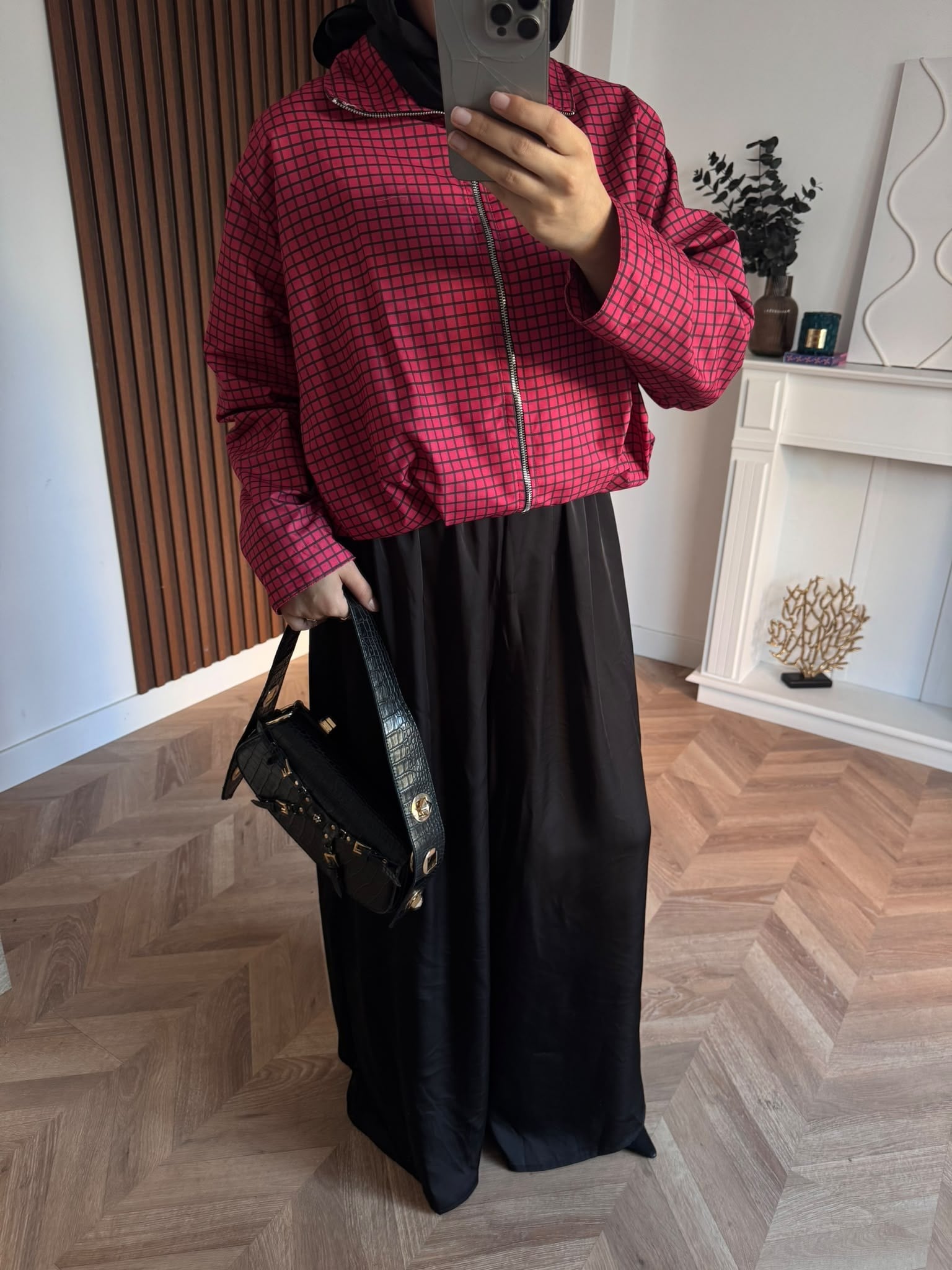 MEYSA CEKET Muadil Kareli Ceket Bordo Siyah