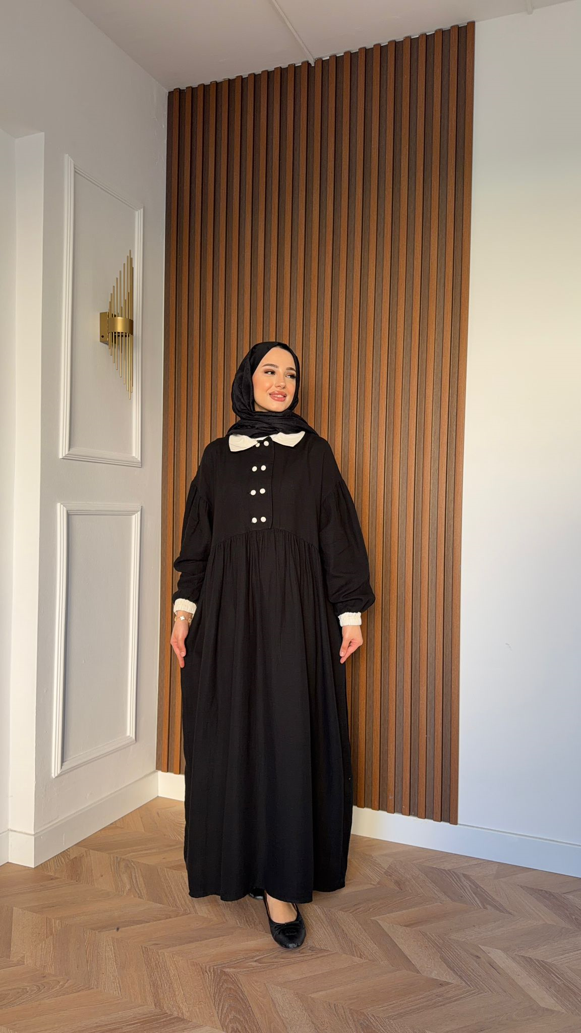 MEYSA DRESSES Bebe Yakalı Müslin Elbise Siyah