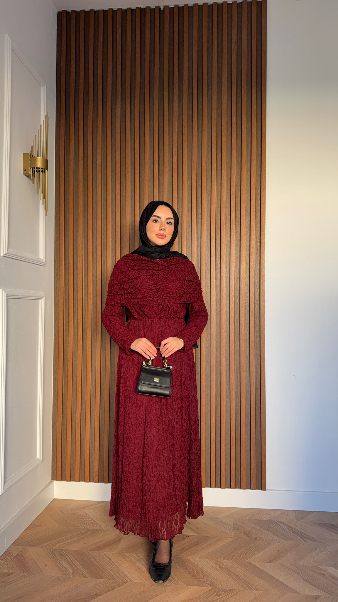 MEYSA DRESSES Belisma Güpürlü Drapeli Elbise Bordo