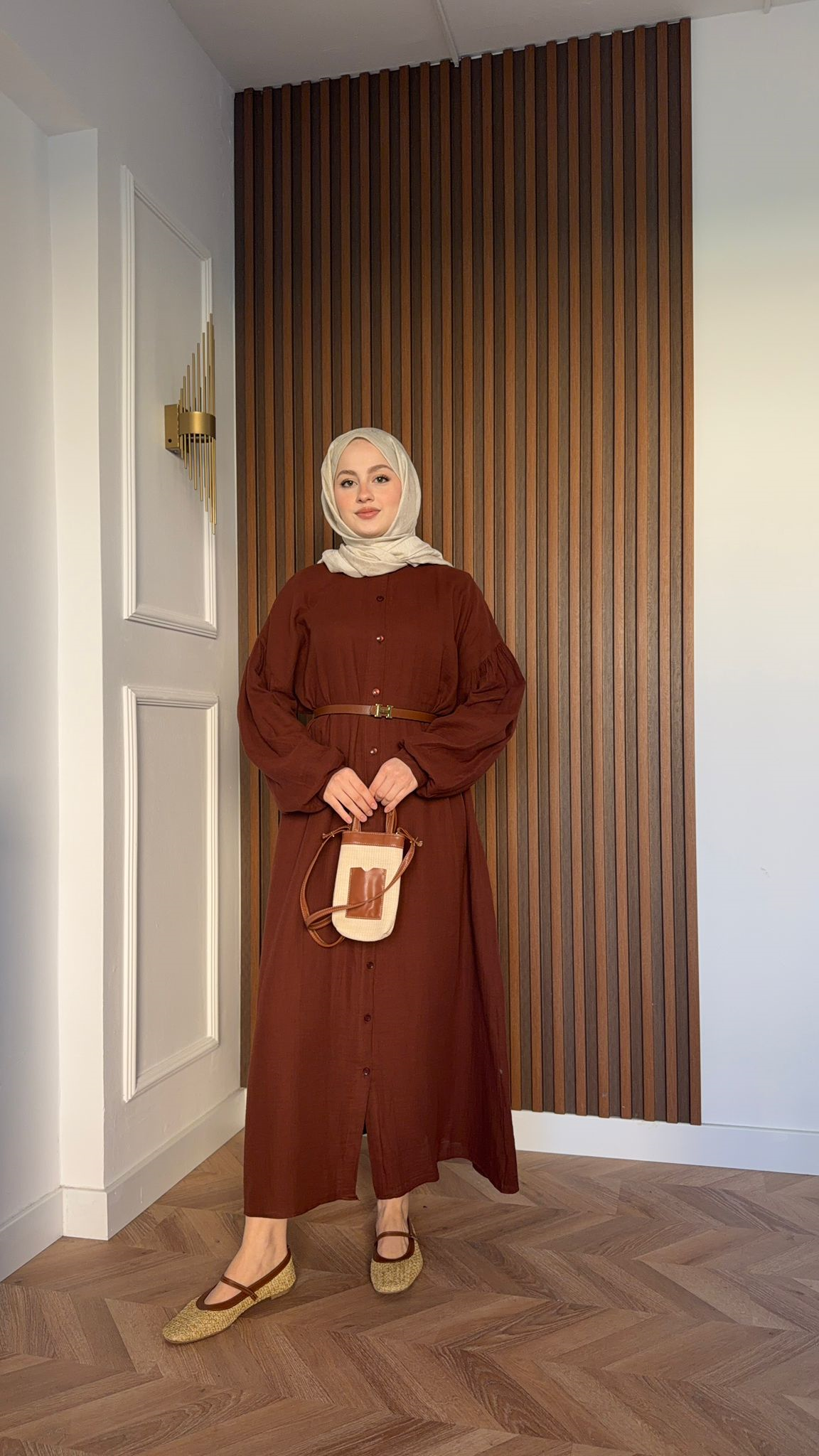 MEYSA DRESSES Müslin Gömlek Elbise Acı Kahve