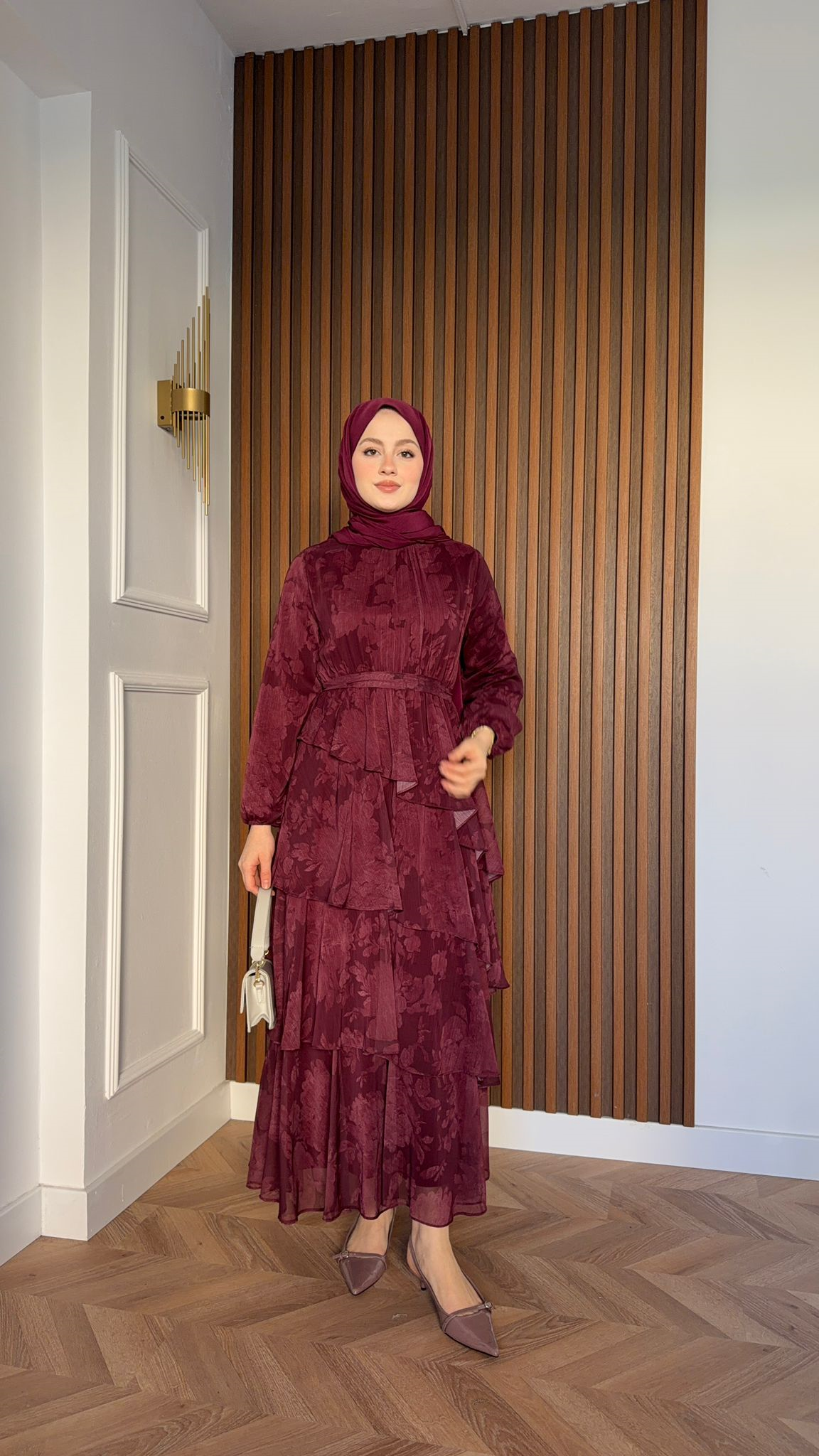 MEYSA ELBİSELER Roman Katkat Şifon Elbise Mürdüm