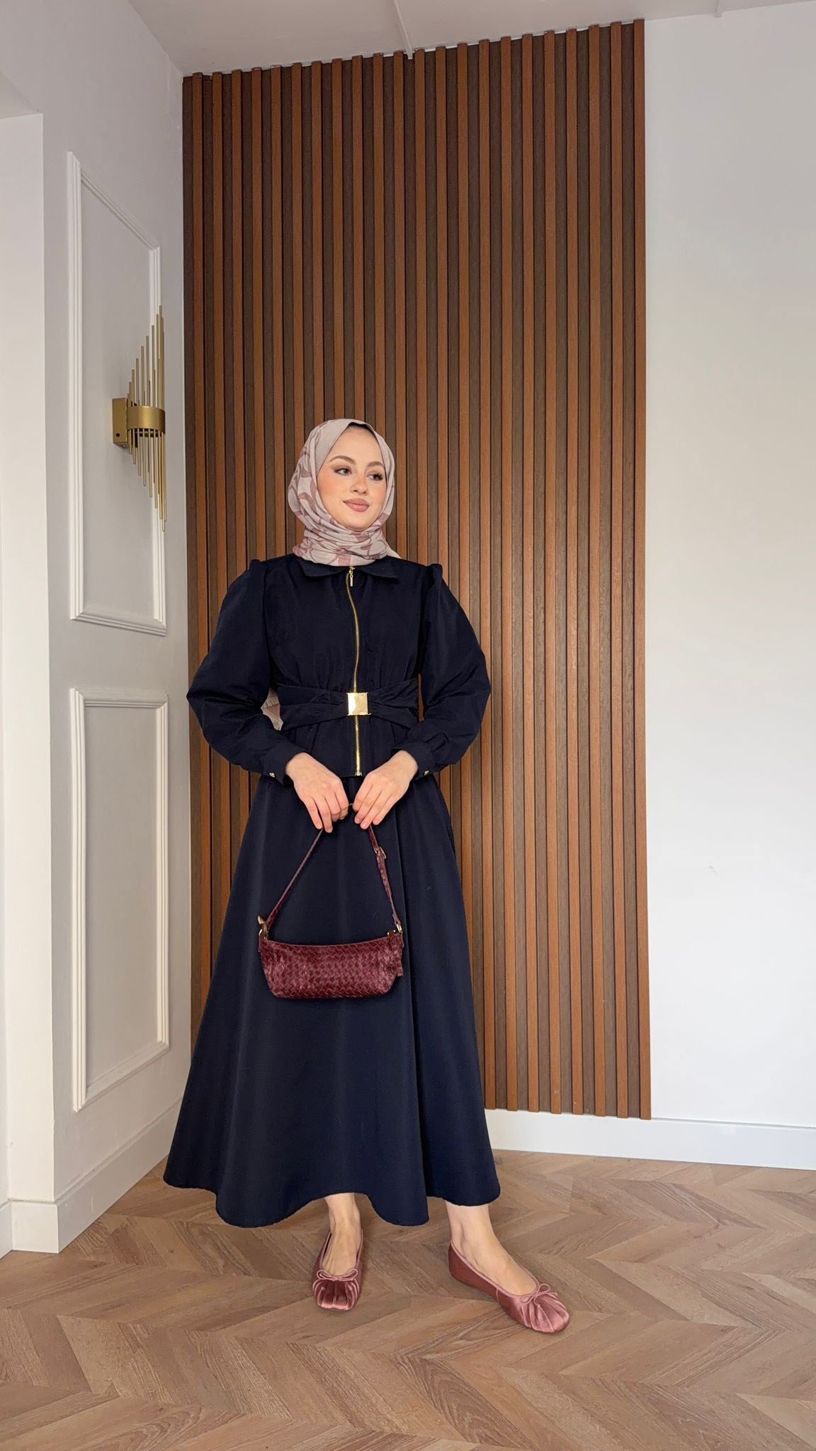 MEYSA SKIRT SETS Chic Gold Kemer Detaylı Etekli Takım Lacivert