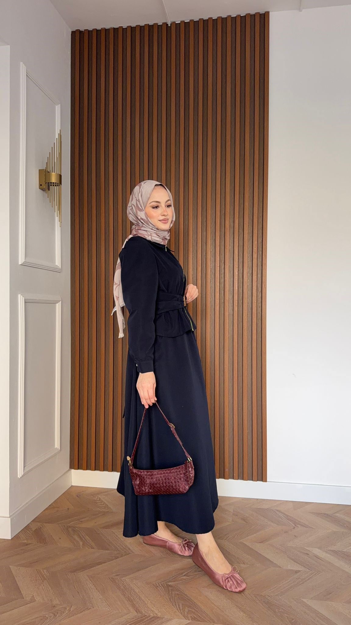 MEYSA SKIRT SETS Chic Gold Kemer Detaylı Etekli Takım Lacivert