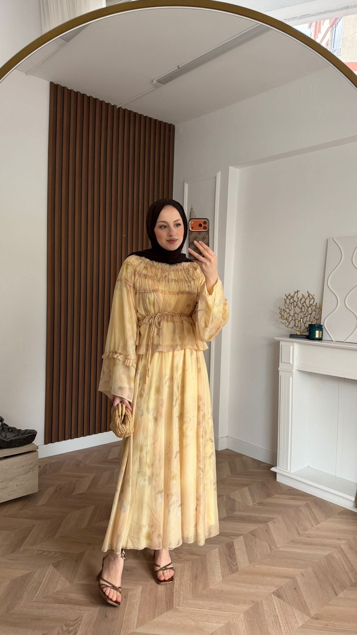 MEYSA ETEK TAKIM Dream Şifon Etekli Gipeli Takım Sarı