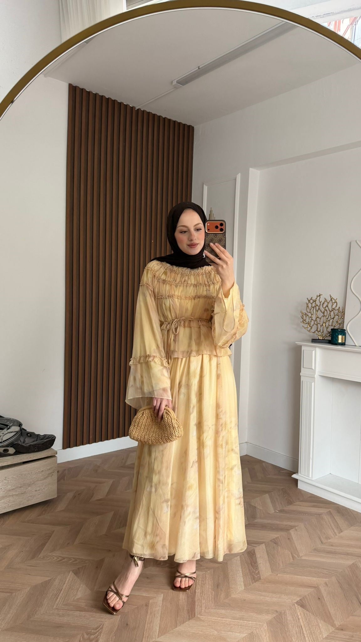 MEYSA ETEK TAKIM Dream Şifon Etekli Gipeli Takım Sarı