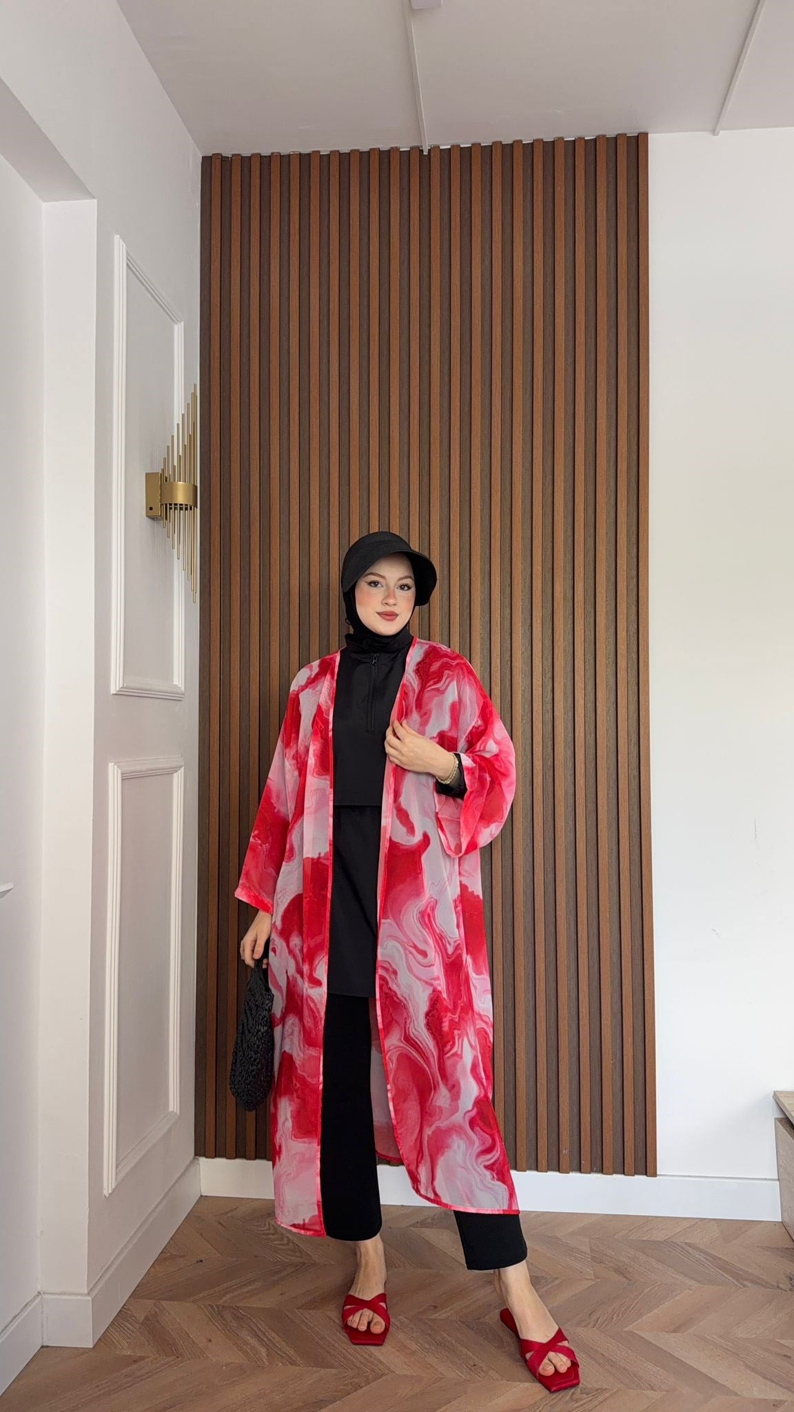 MEYSA TESETTÜR PAREO Rose Marble Desen Kemerli Şifon Pareo Pembe