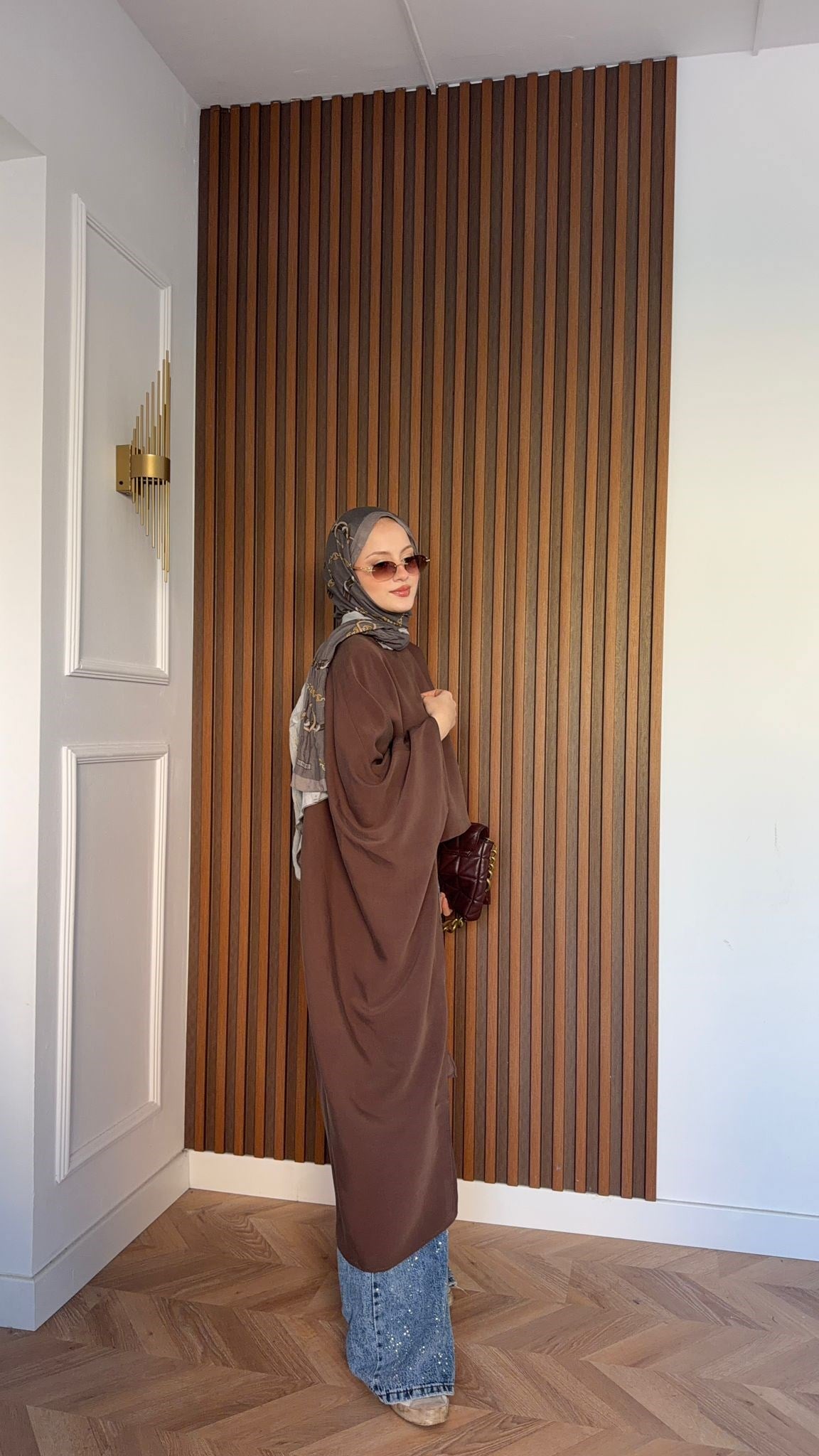 MEYSADESIGN BLUZ Asimetrik Yarasa Kol Bluz Acı Kahve