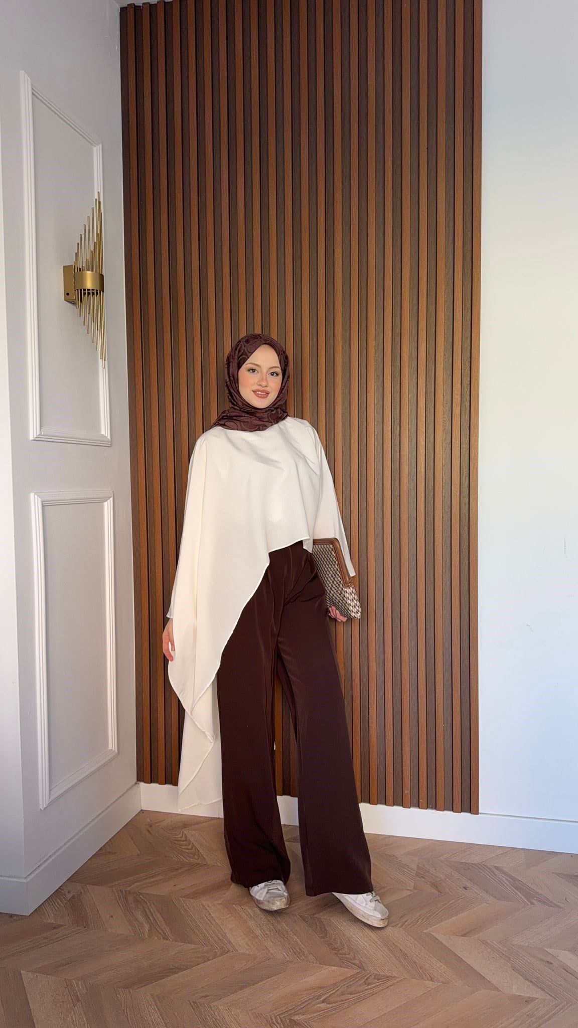 MEYSADESIGN BLUZ Asimetrik Yarasa Kol Bluz Ekru