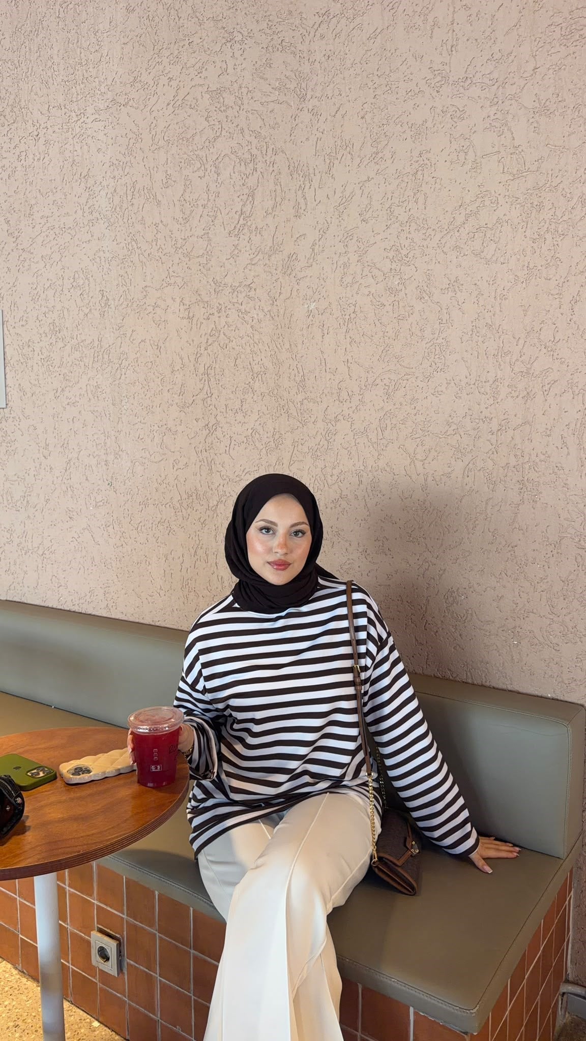 MEYSADESIGN BODY Çizgili Basic Badi Acı Kahve