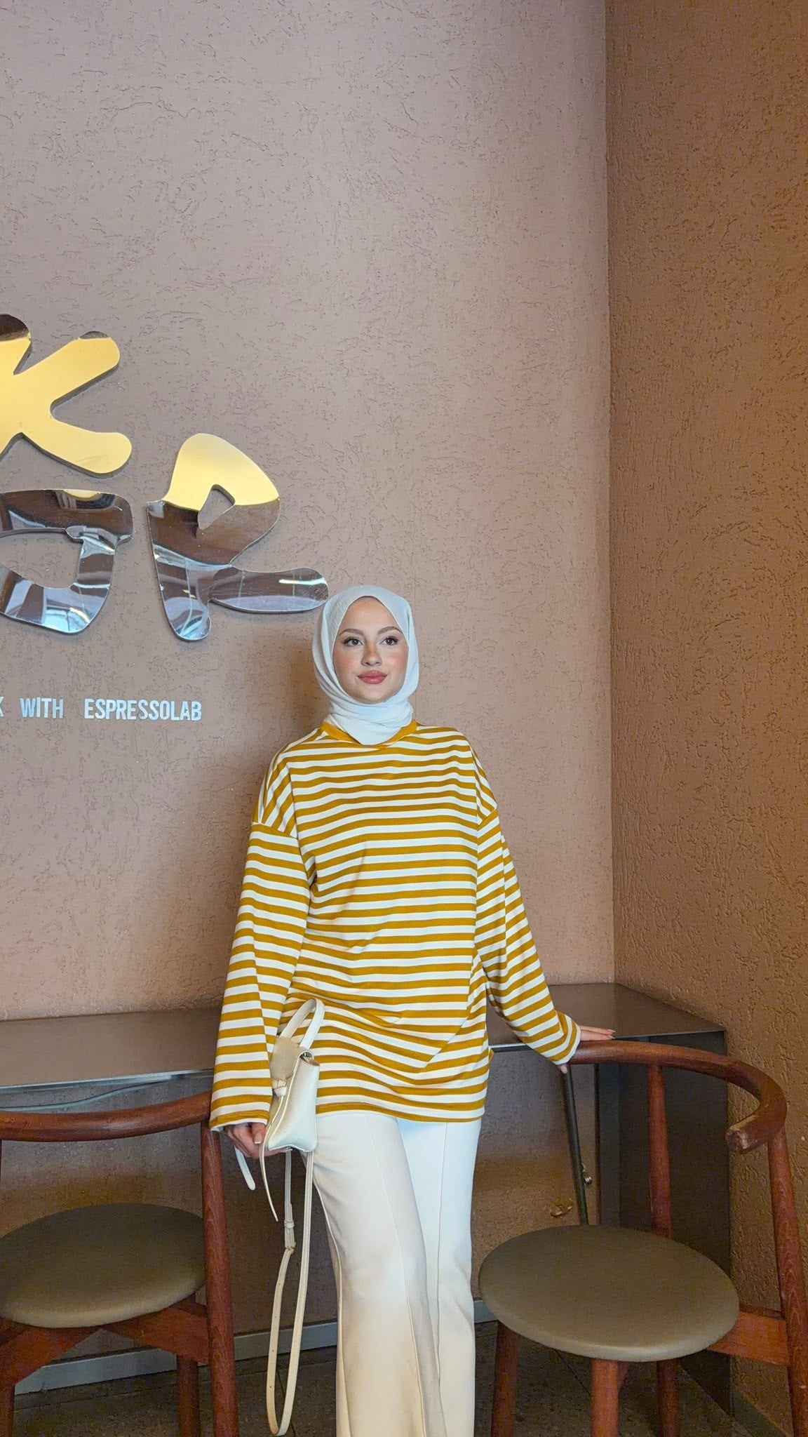 MEYSADESIGN BODY Çizgili Basic Badi Hardal