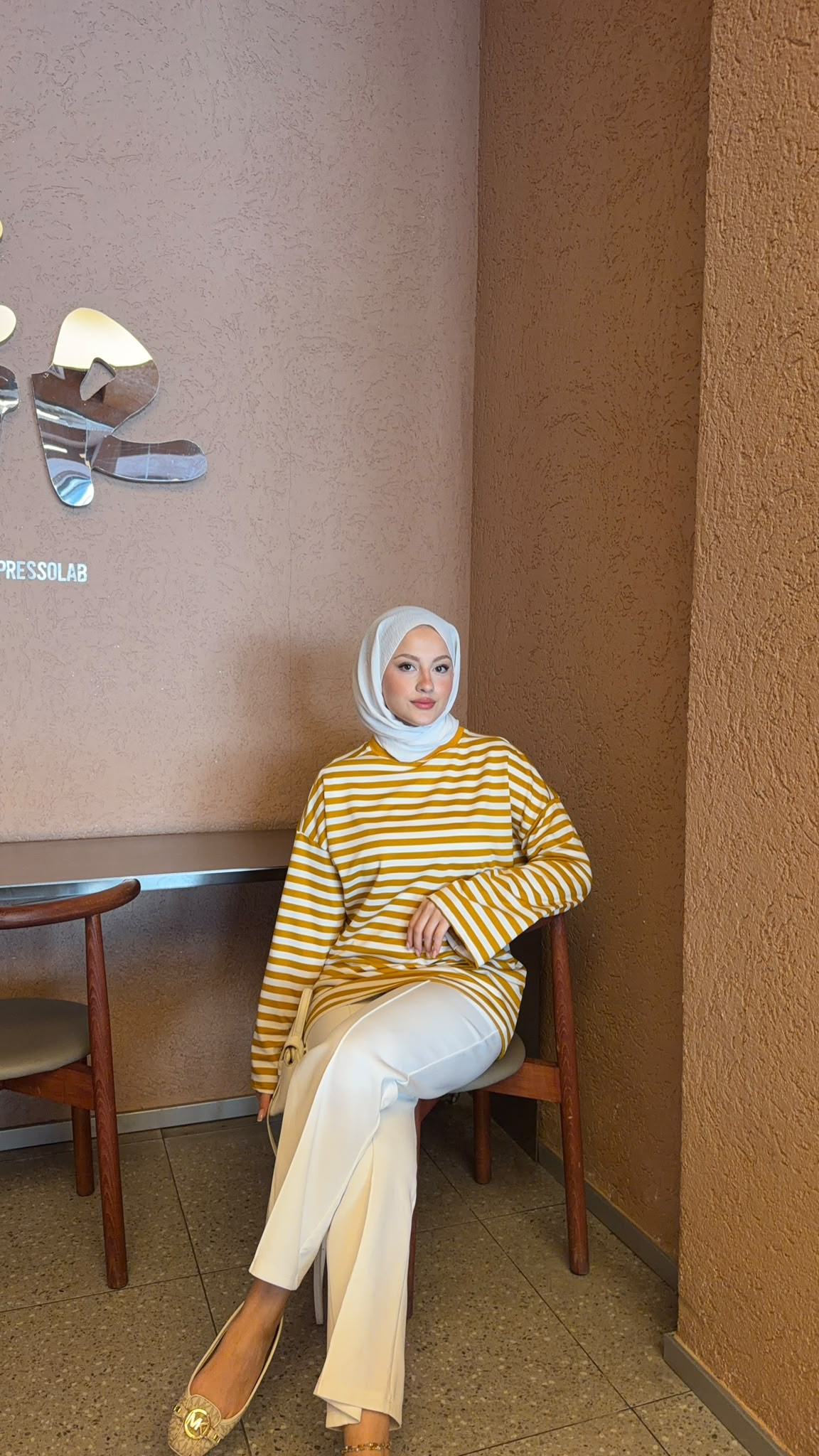 MEYSADESIGN BODY Çizgili Basic Badi Hardal