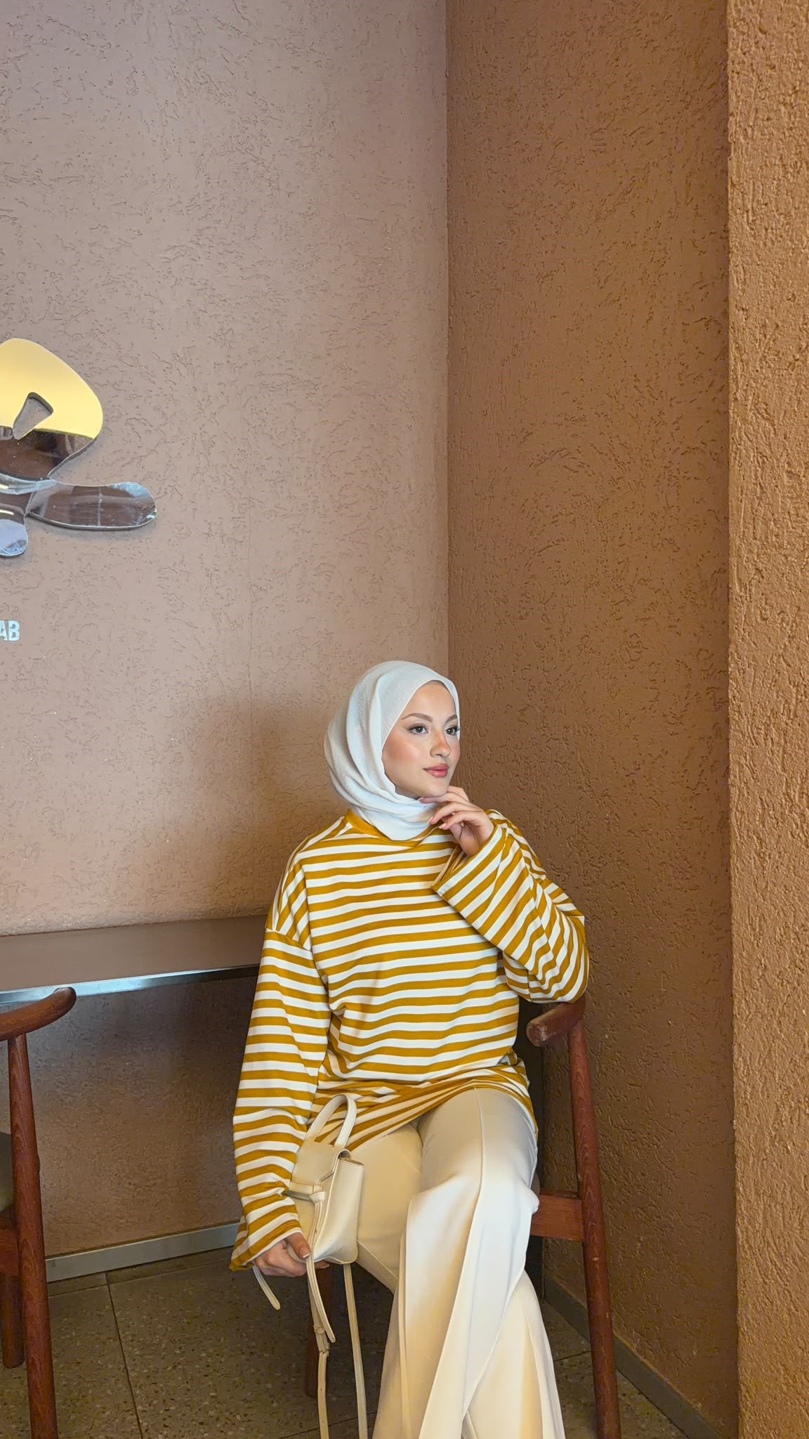 MEYSADESIGN BODY Çizgili Basic Badi Hardal