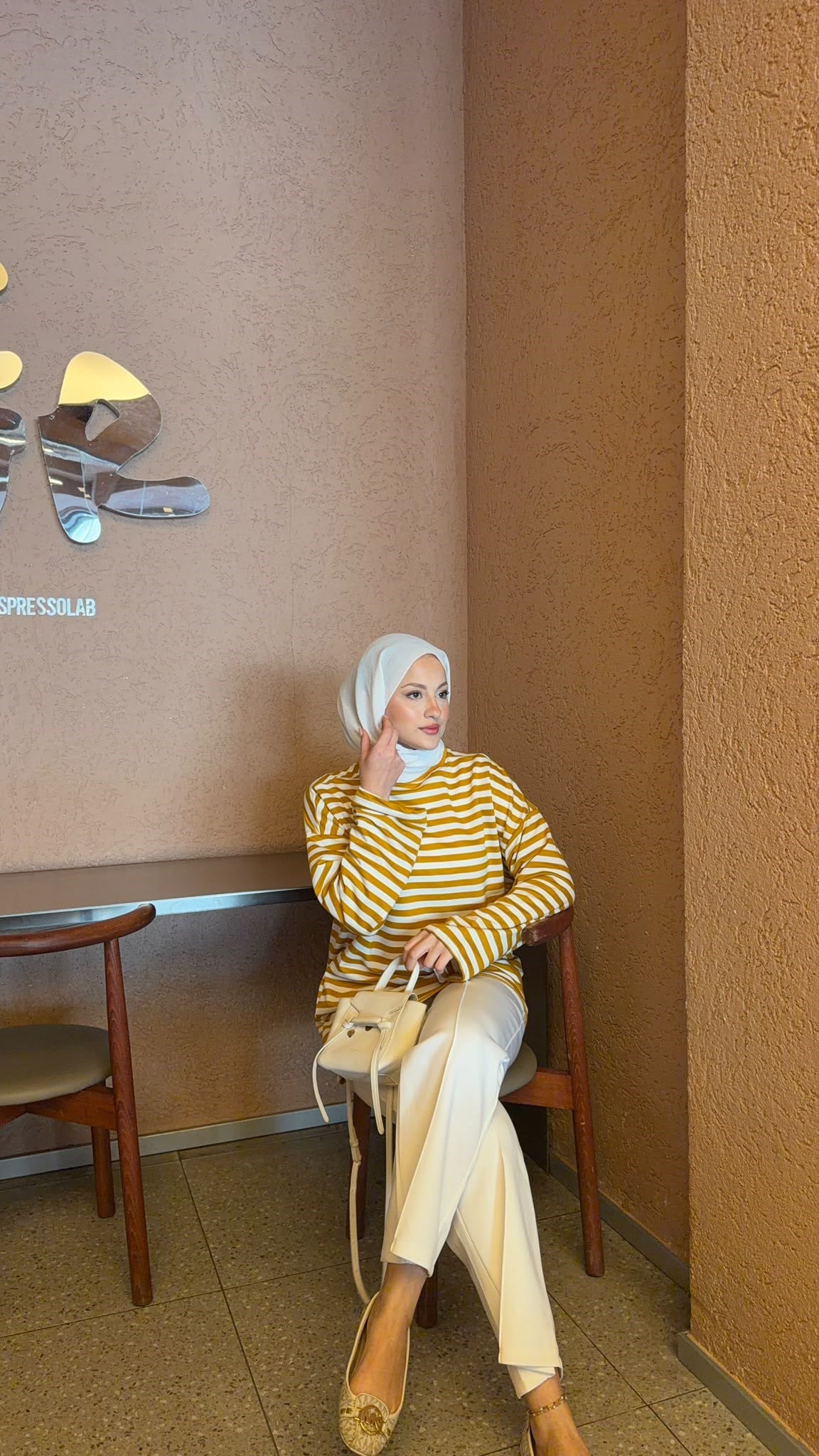 MEYSADESIGN BODY Çizgili Basic Badi Hardal