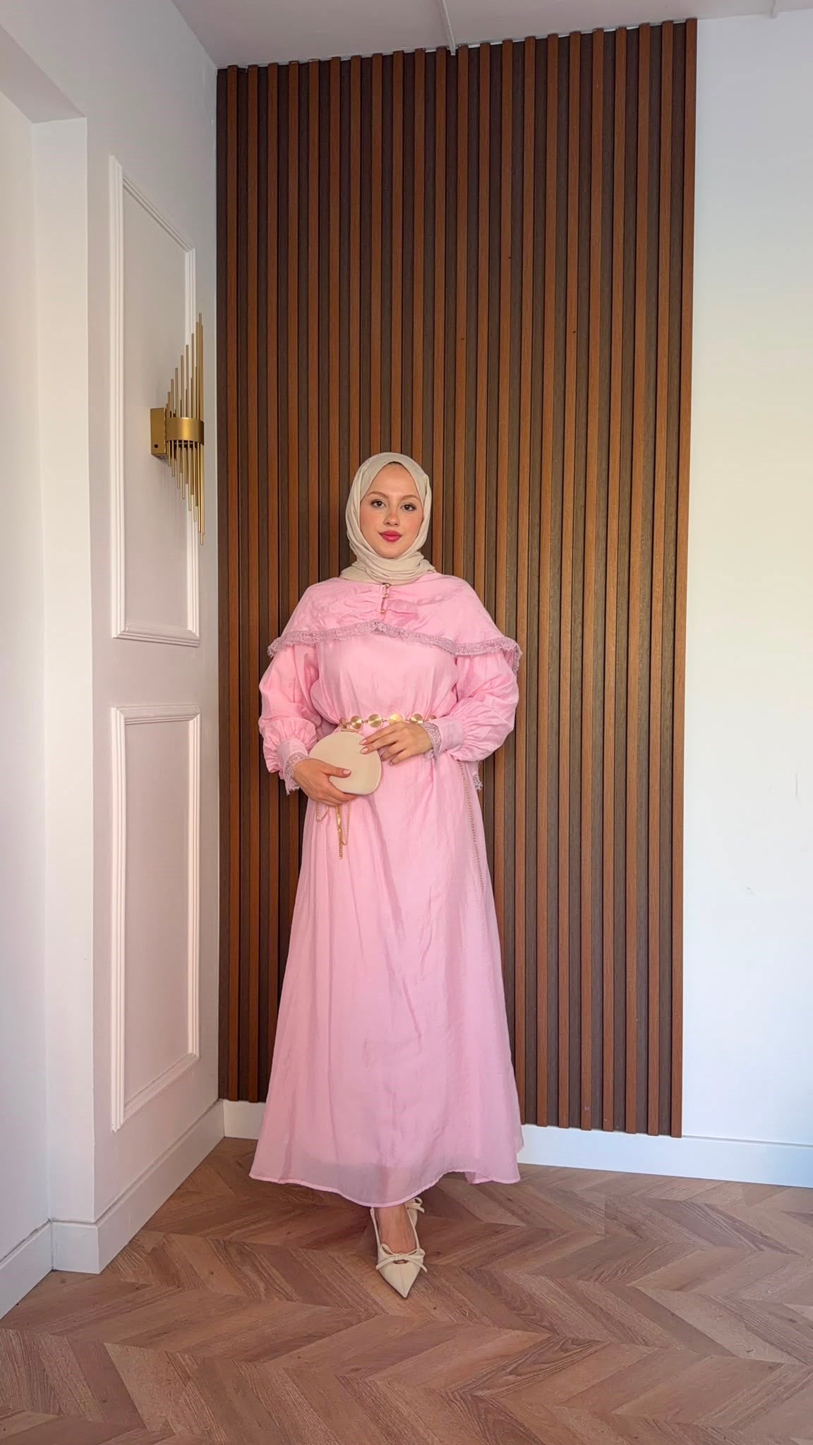 MEYSADESIGN ELBİSELER Aller Dantel Detaylı Elbise Pembe