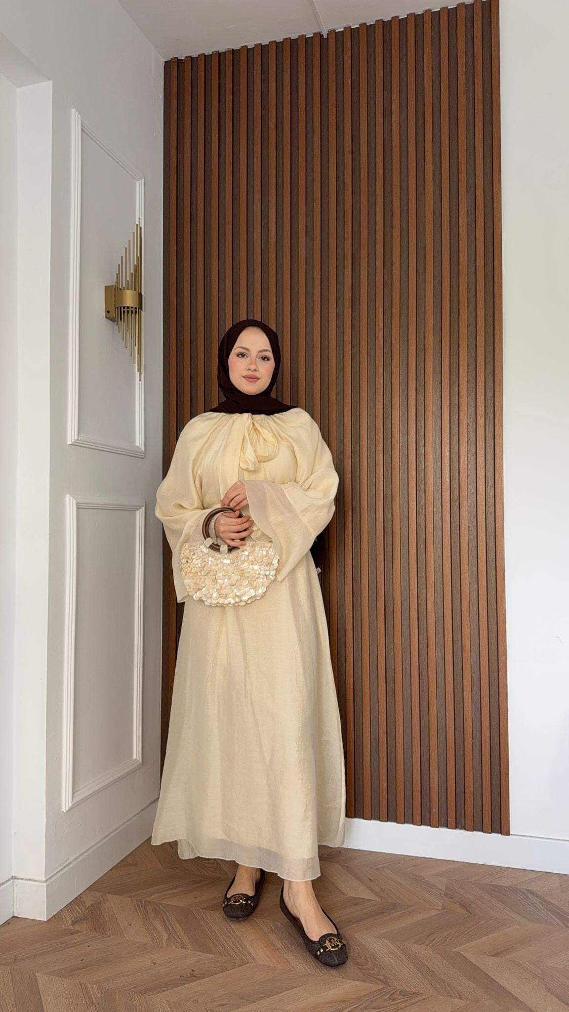 MEYSADESIGN ELBİSELER Asil Vual Elbise Krem