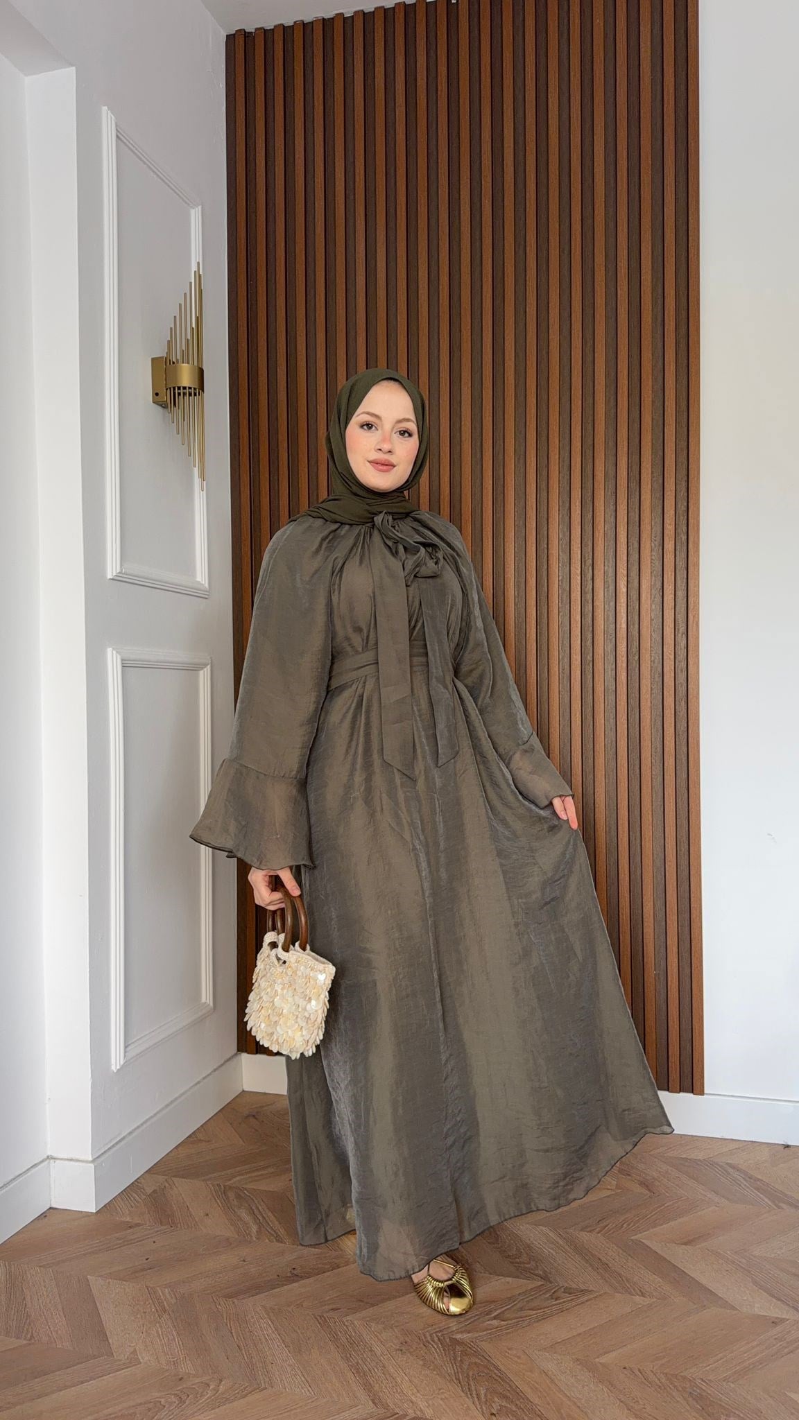 MEYSADESIGN ELBİSELER Asil Vual Elbise Haki