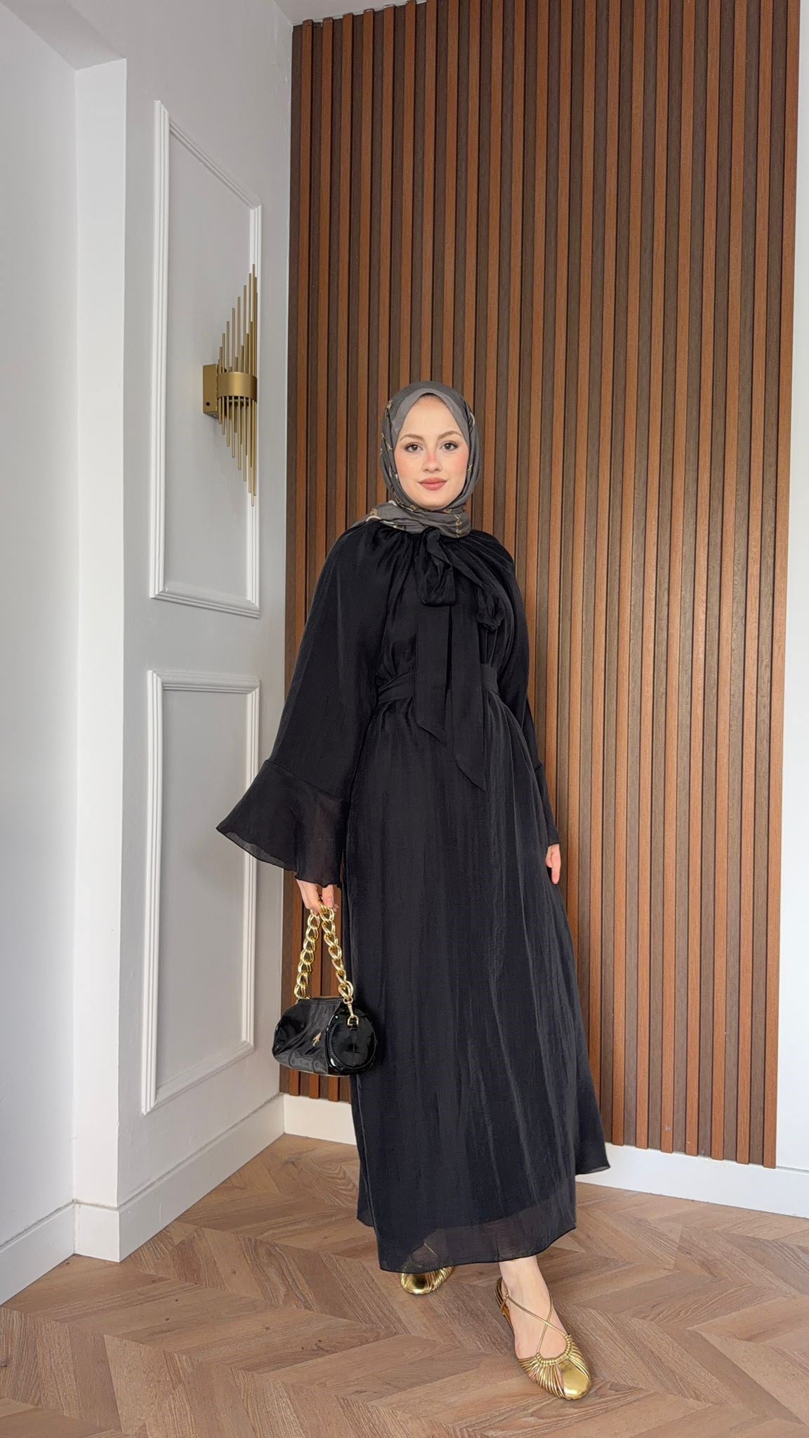 MEYSADESIGN ELBİSELER Asil Vual Elbise Siyah