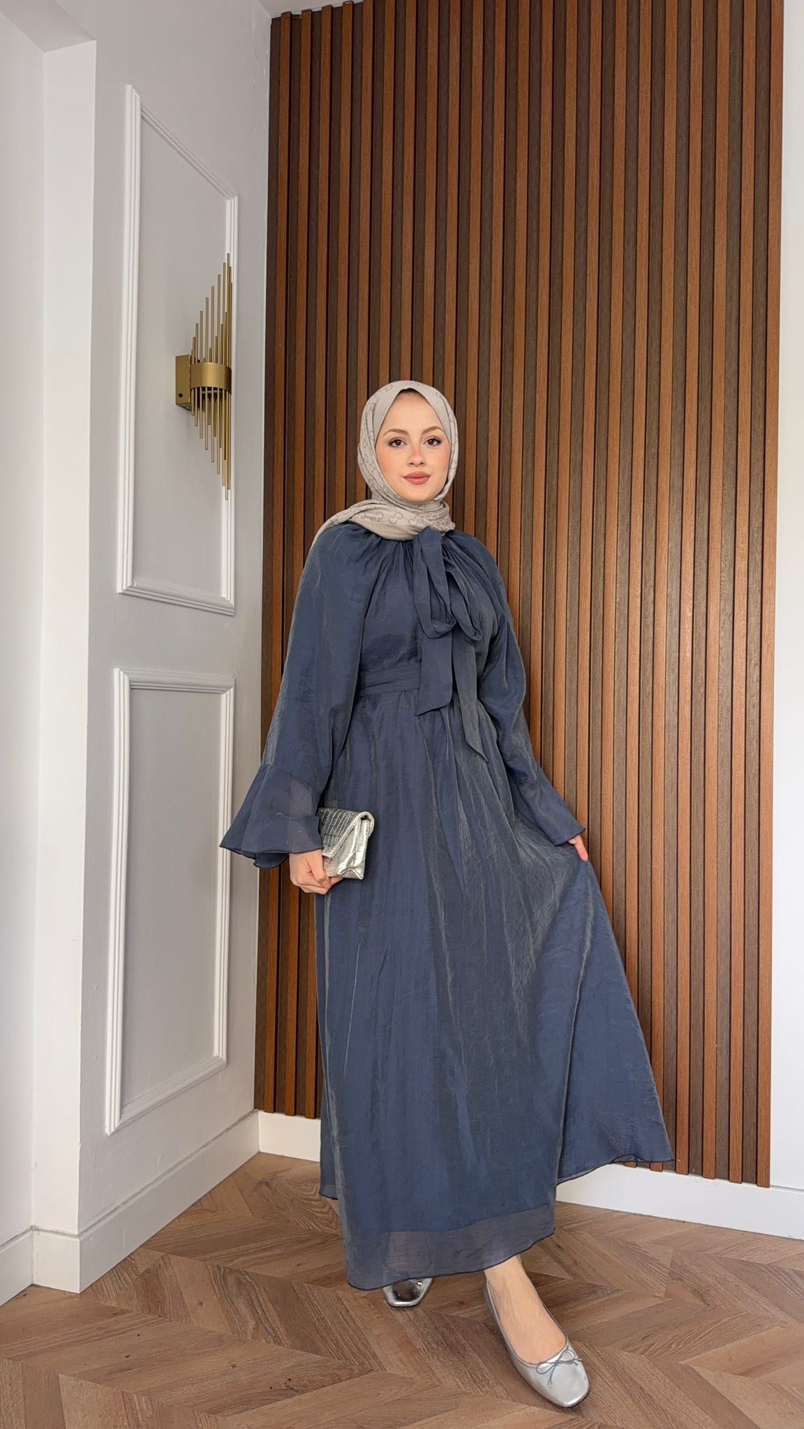 MEYSADESIGN ELBİSELER Asil Vual Elbise İndigo Mavisi