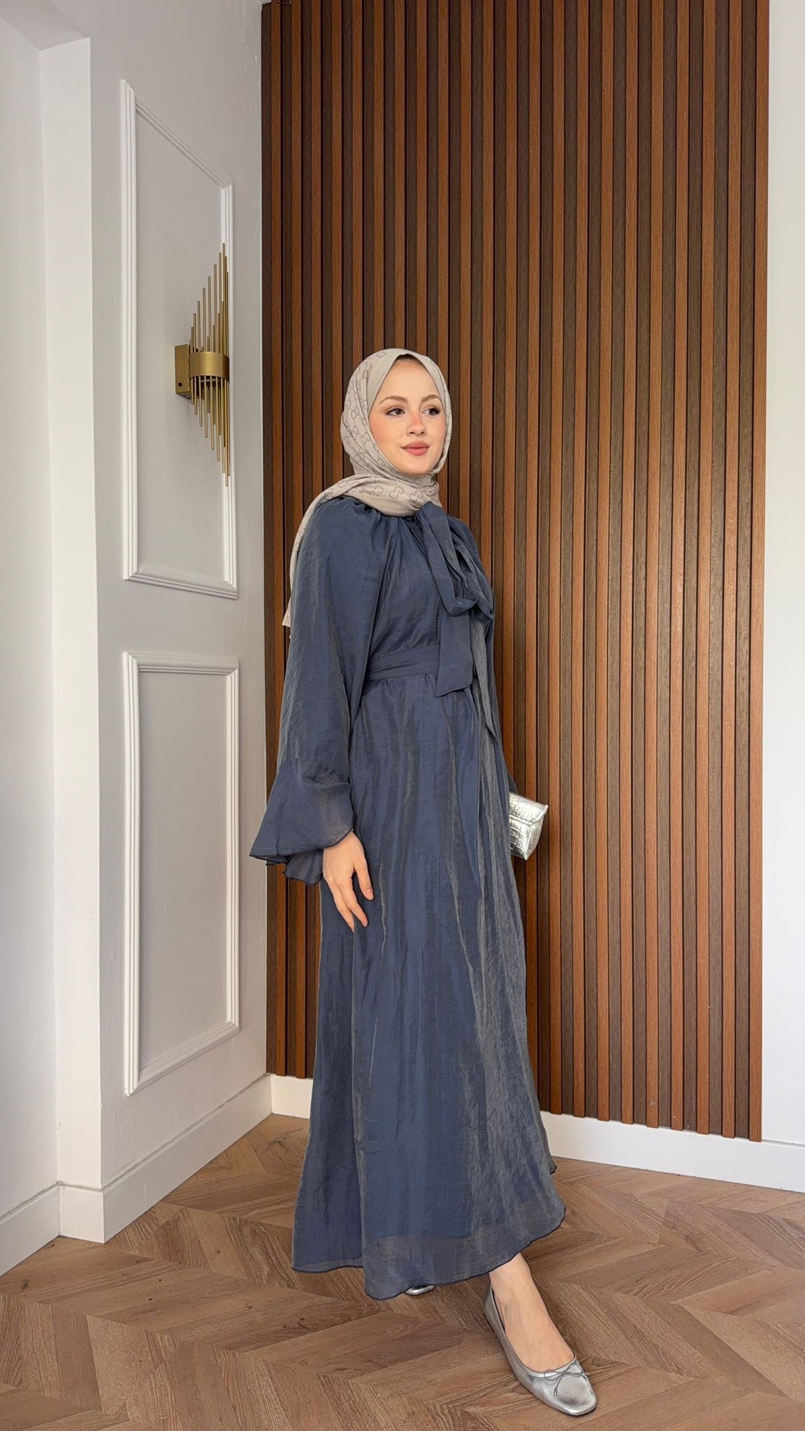 MEYSADESIGN ELBİSELER Asil Vual Elbise İndigo Mavisi
