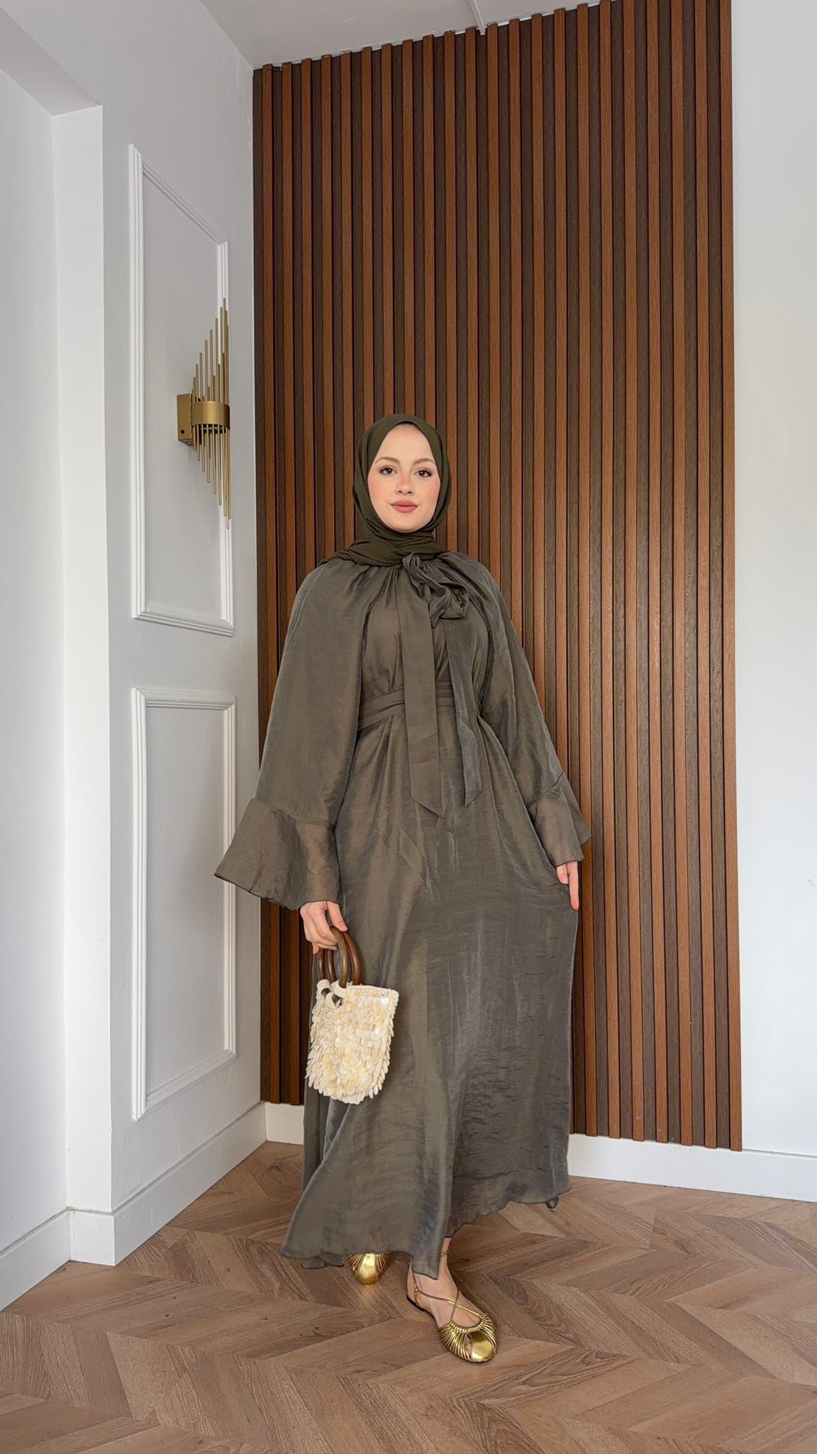 MEYSADESIGN ELBİSELER Asil Vual Elbise Haki