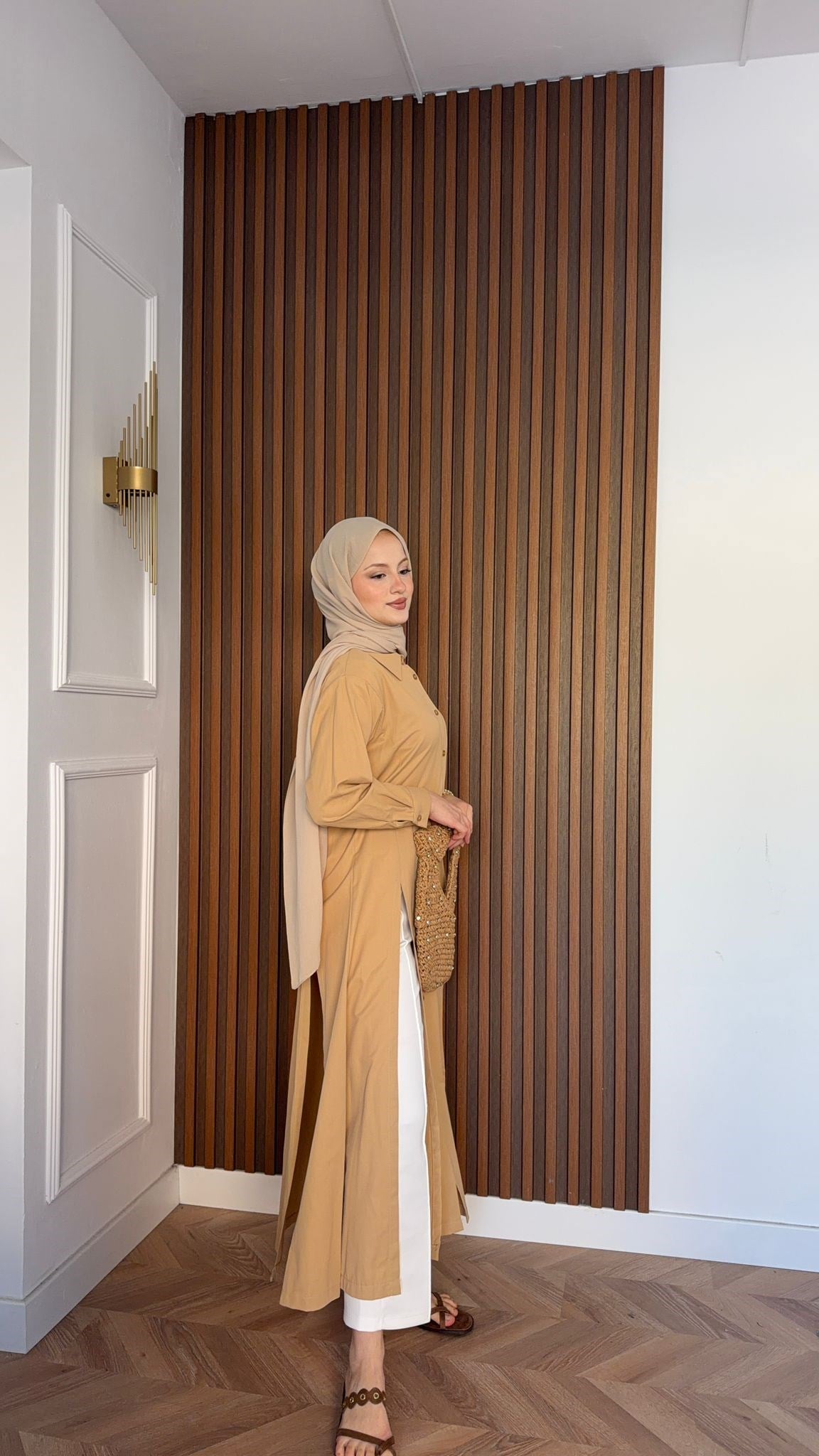 MEYSADESIGN ELBİSELER Basic Gömlek Elbise Vizon