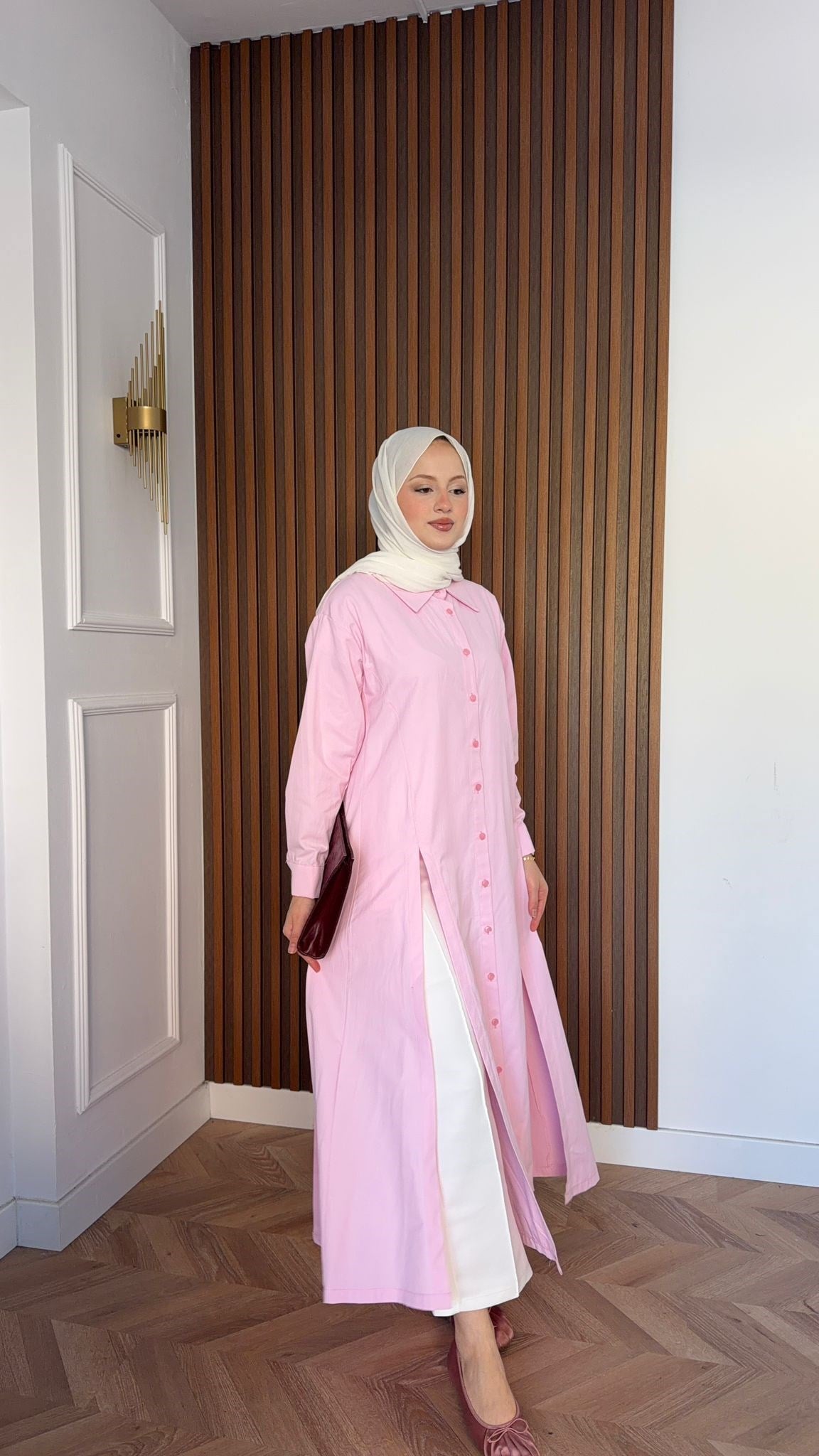 MEYSADESIGN ELBİSELER Basic Gömlek Elbise Pembe